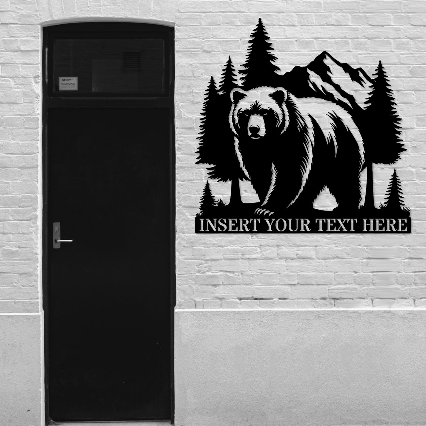 18 Inch Personalized Bear Name Metal Sign Decor In B With Custom Textack