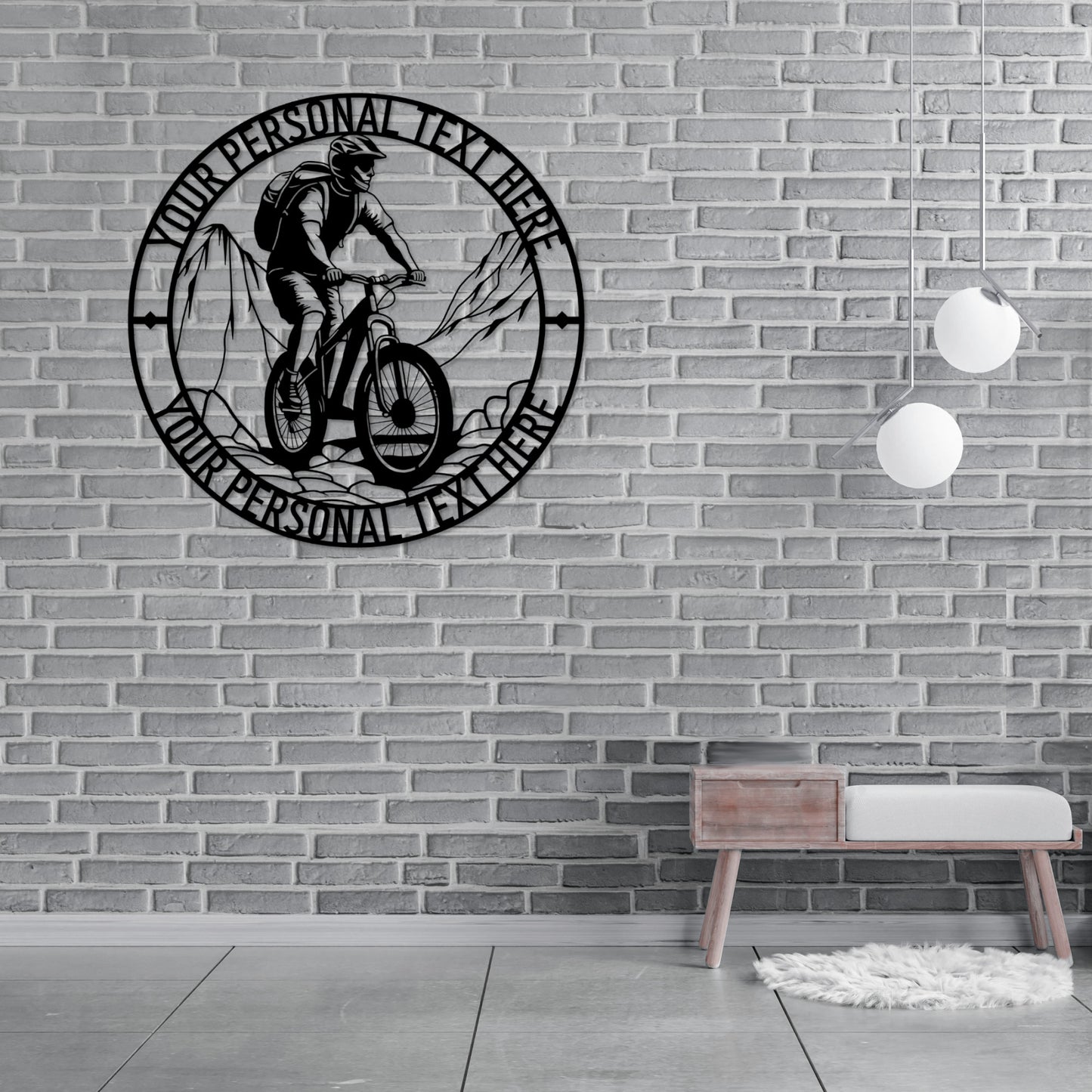 18 Inch Personalized Bike Packing Name Metal Sign Decor In Black With Custom Text