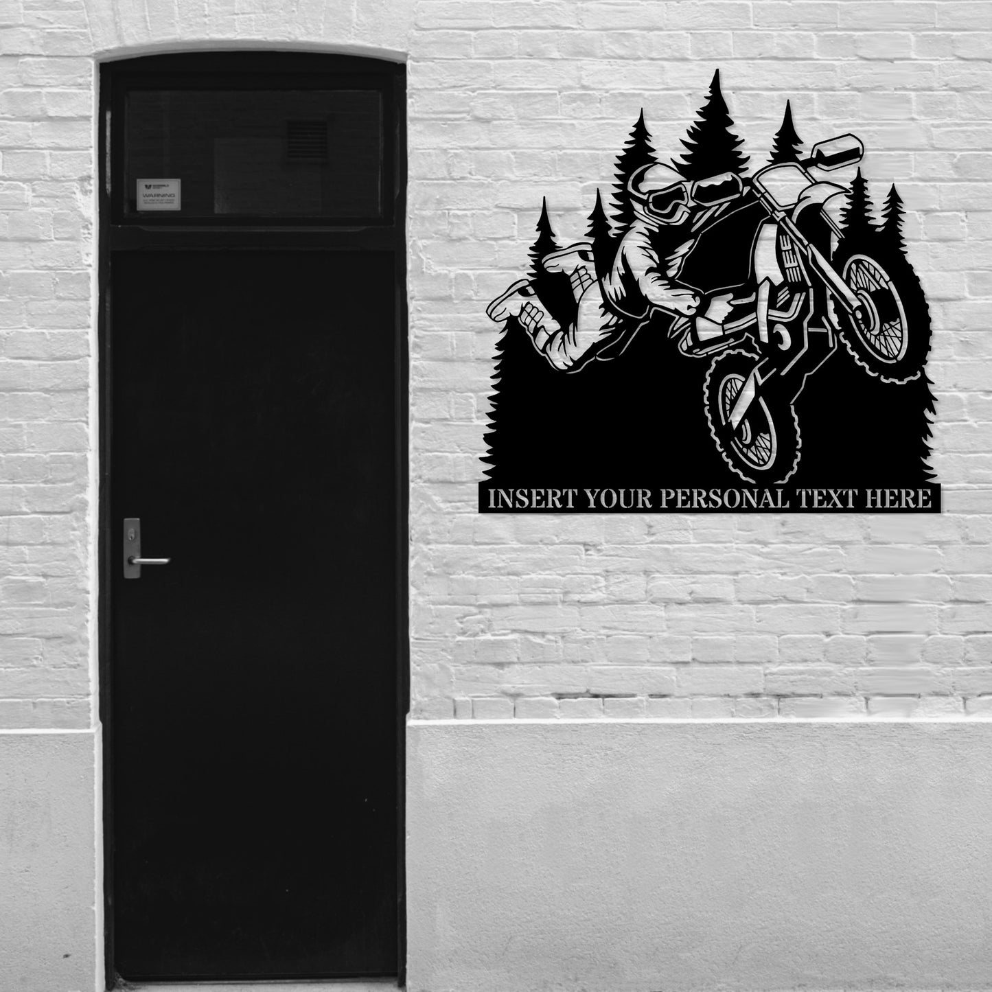 18 Inch Personalized Dirtbike Rider Name Metal Sign Decor In Black With Custom Text