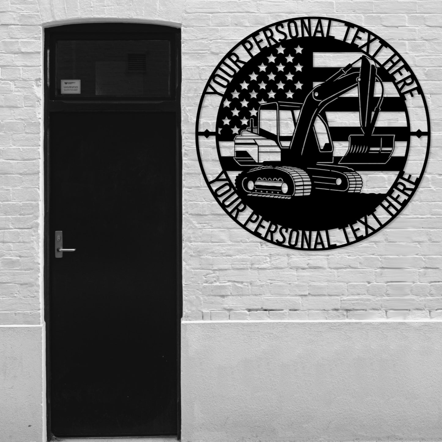 18 Inch Personalized Excavator Name Metal Sign Decor In Black With Custom Text