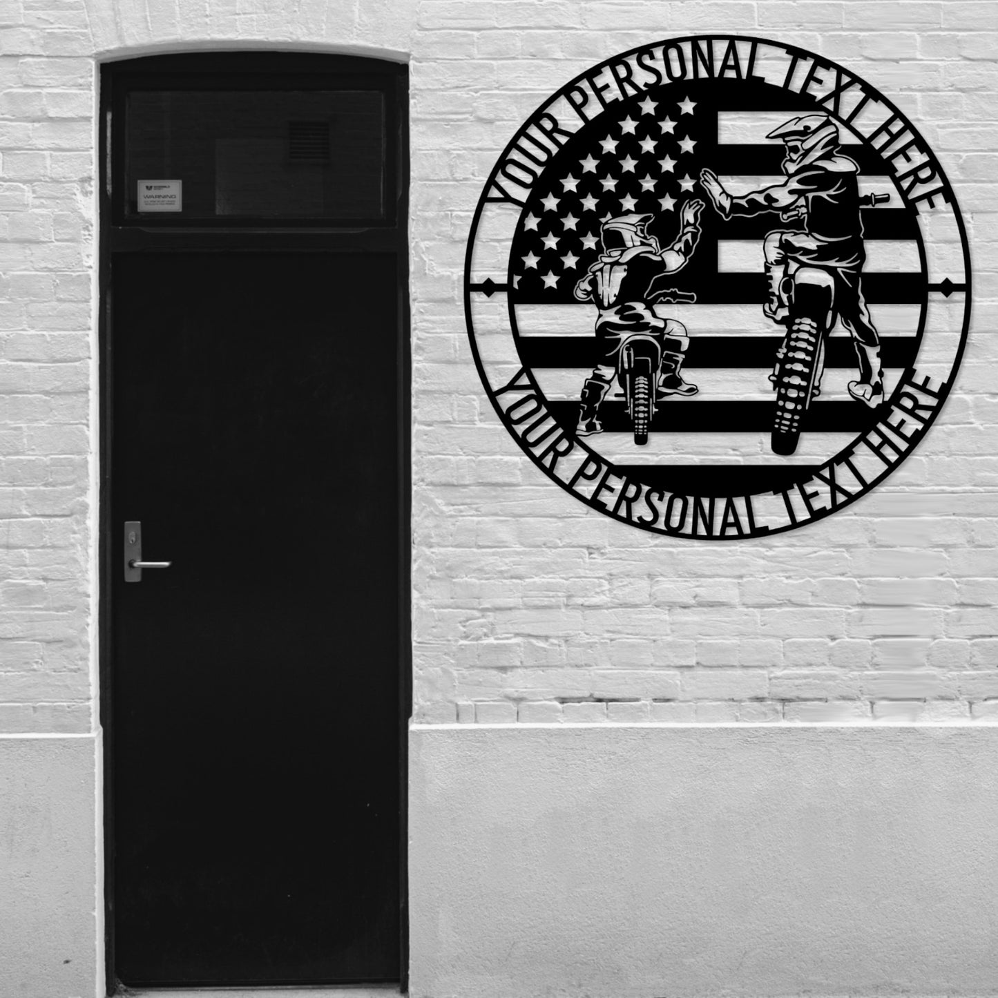 18 Inch Personalized Father And Son Dirtbike Name Metal Sign Decor In Black With Custom Text