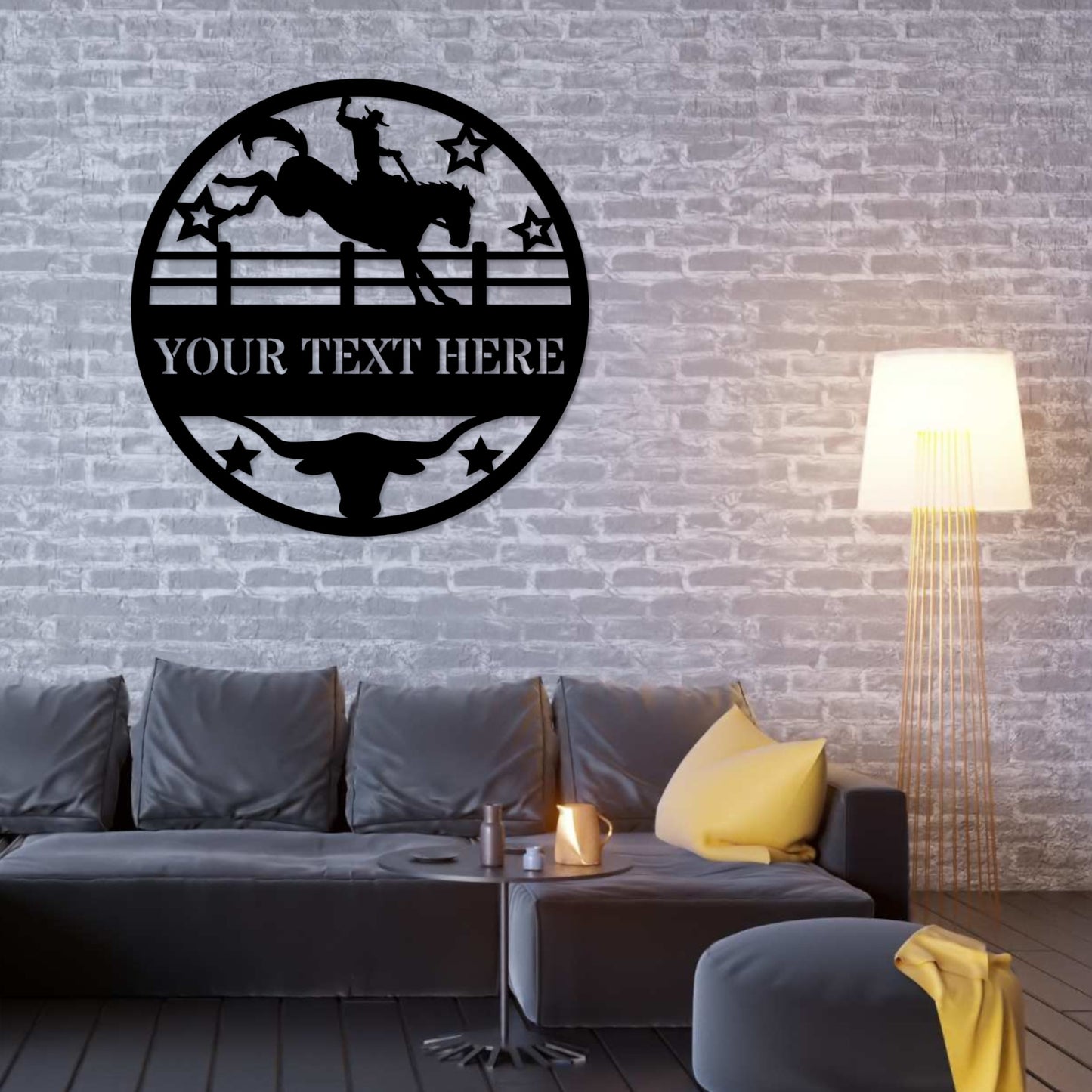 18 Inch Personalized Horse Rodeo Name Metal Sign Gift Decor In Black With Custom Text