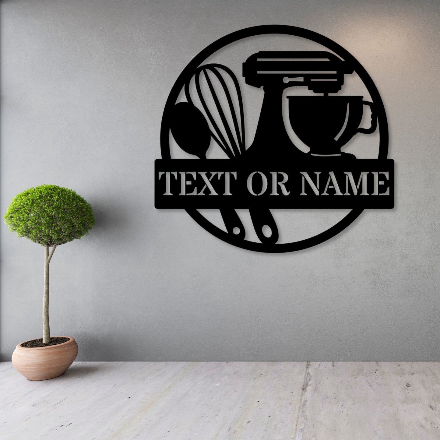 18 Inch Personalized Kitchen Bakery Metal Sign Decor In Black With Custom Text