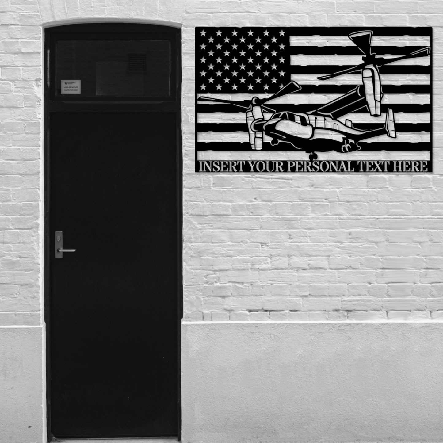 18 Inch Personalized US Transport Helicopter Metal Sign Gift In Black Wih Custom Text