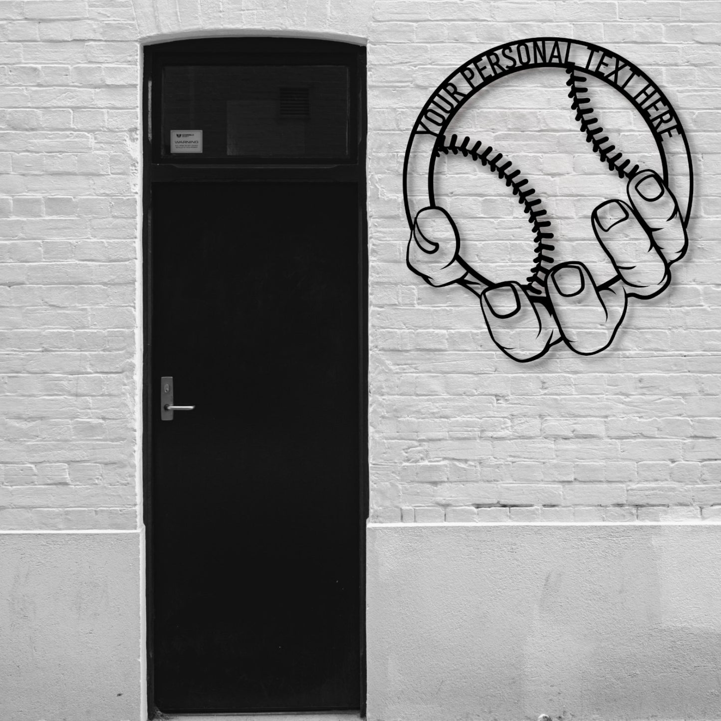 24 Inch Personalized Baseball Metal Sign Decor In Black With Custom Text