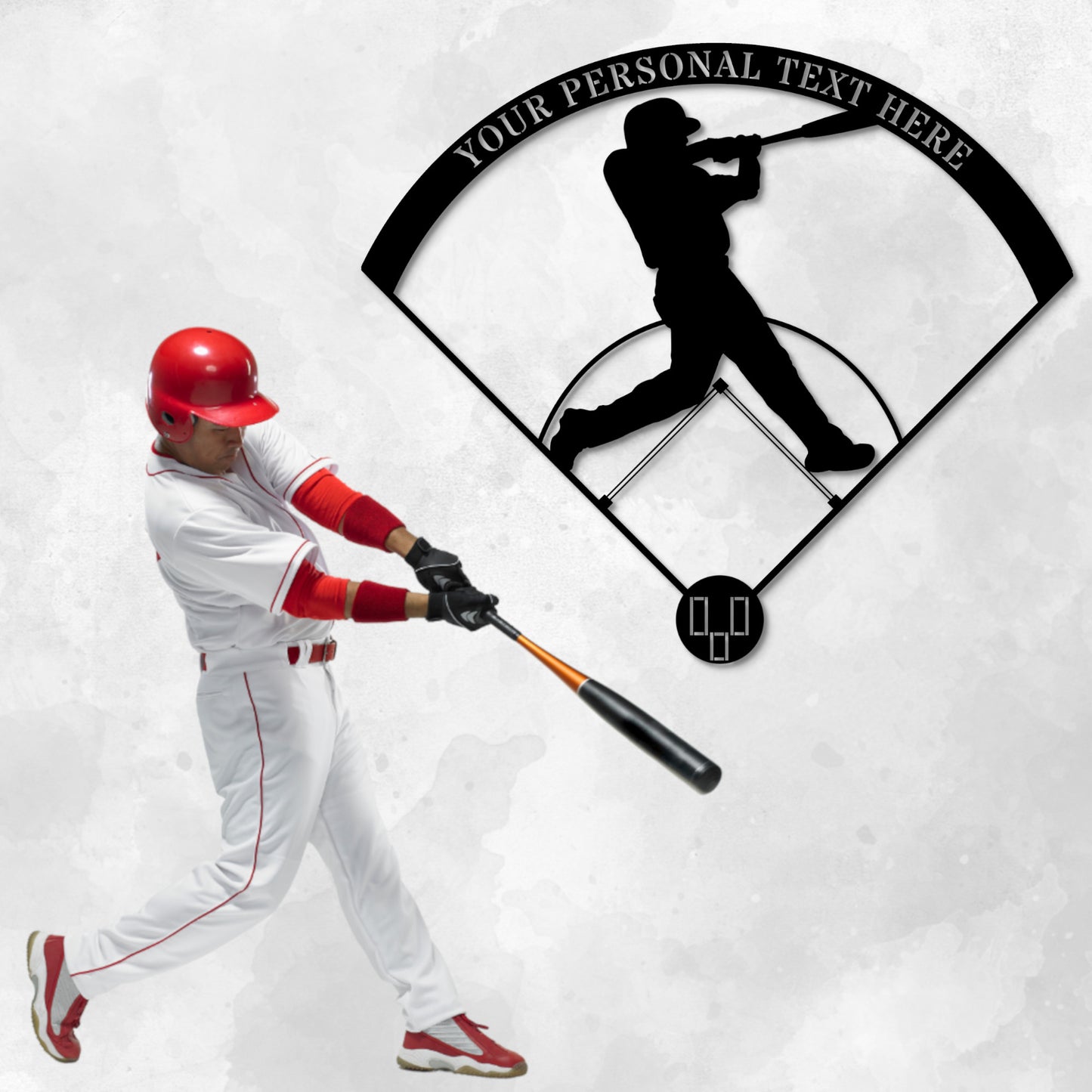 24 Inch Personalized Baseball Player Strike Name Metal Sign Decor In Black With Custom Text