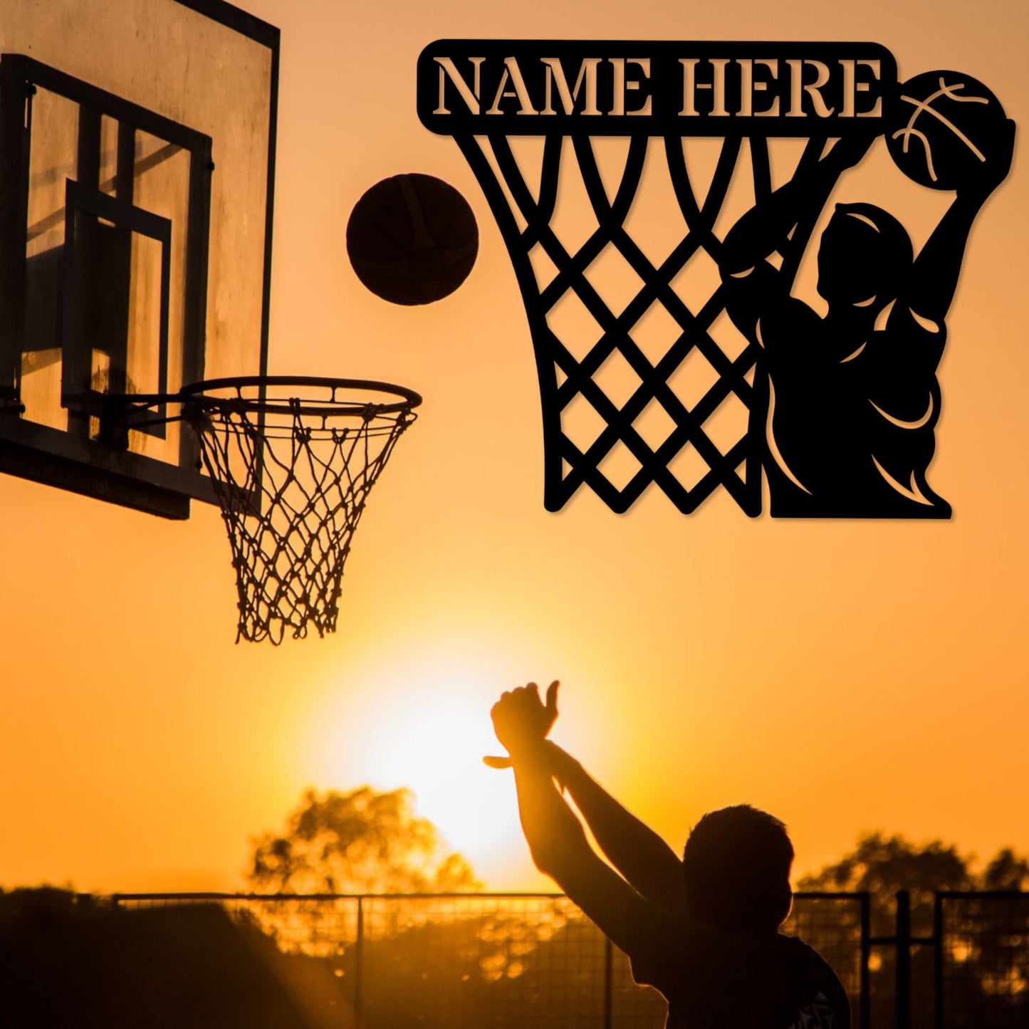 24 Inch Personalized Basketball Player Name Metal Sign Decor In White With Custom Text
