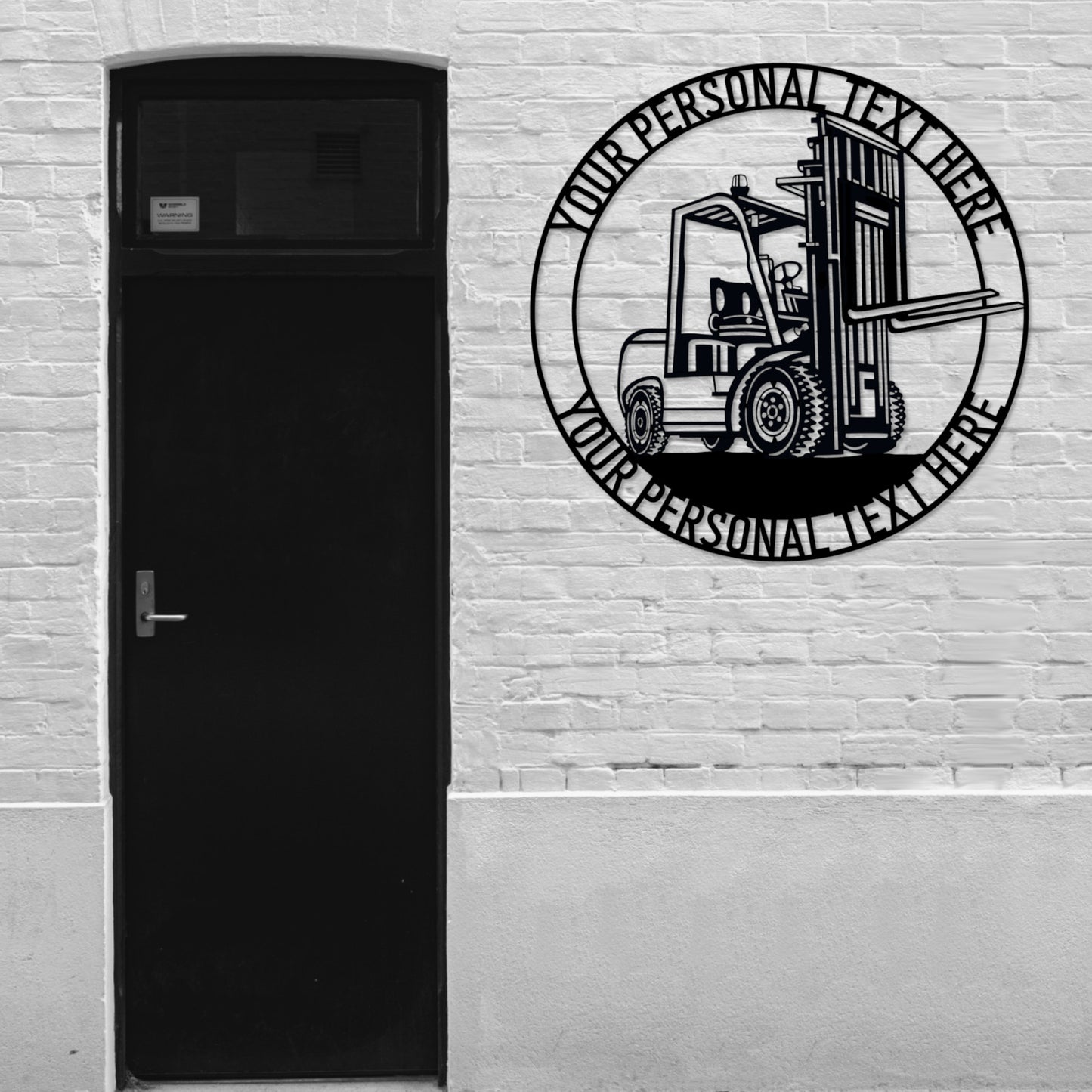 24 Inch Personalized Forklift Name Metal Sign Decor In Black With Custom Text