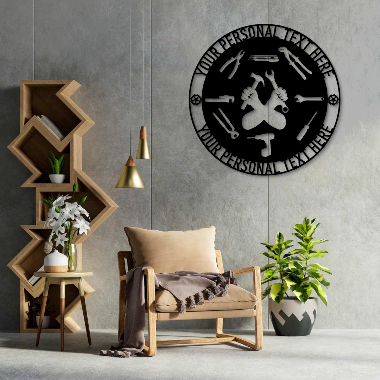 24 Inch Personalized Repairman Name Metal Sign Decor In Black With Custom Tet