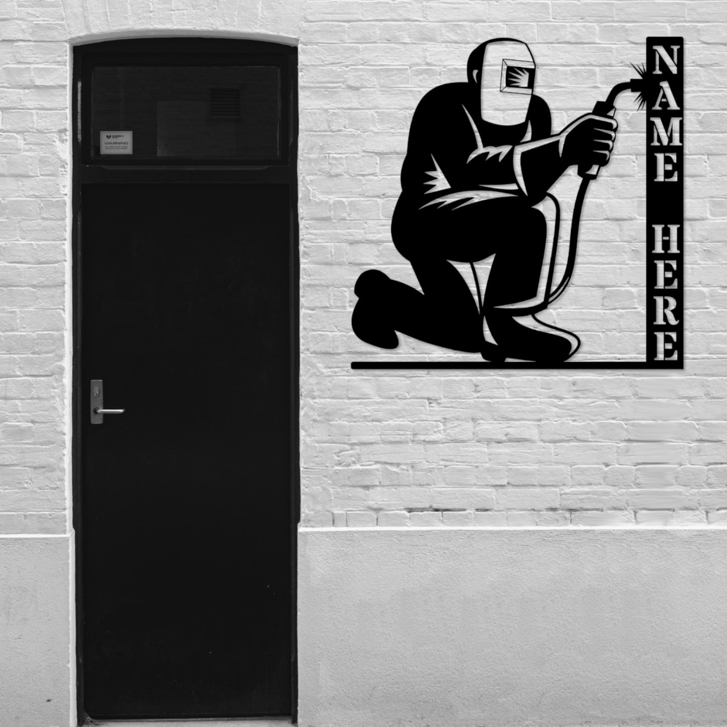 24 Inch Personalized Welder Name Metal Sign Decor In Black With Custom Text