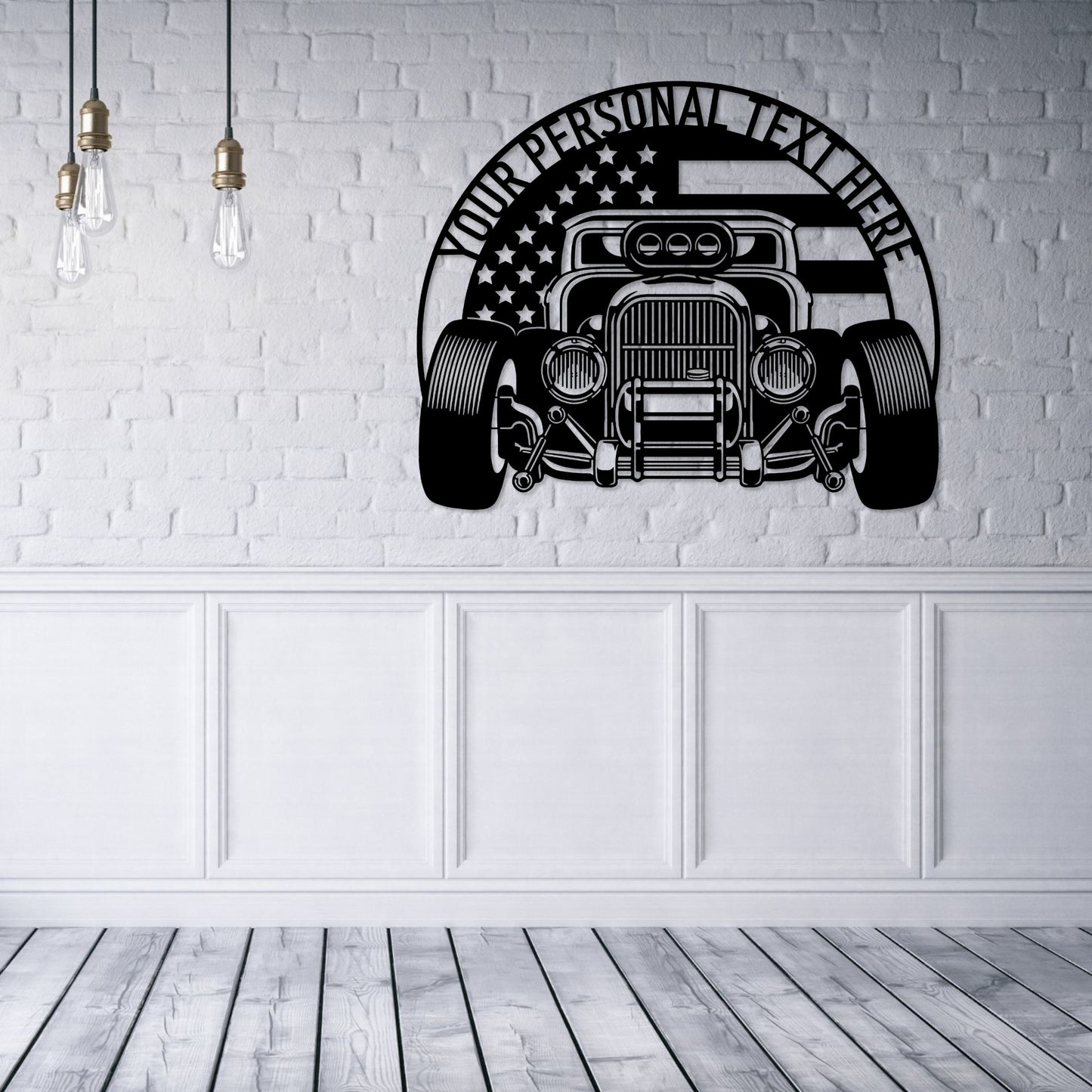 Personalized American Rat Rod Name Metal Sign. Custom Patriotic Garage Wall Decor. Mechanic Gift. Man Cave Wall Hanging. American Muscle Car