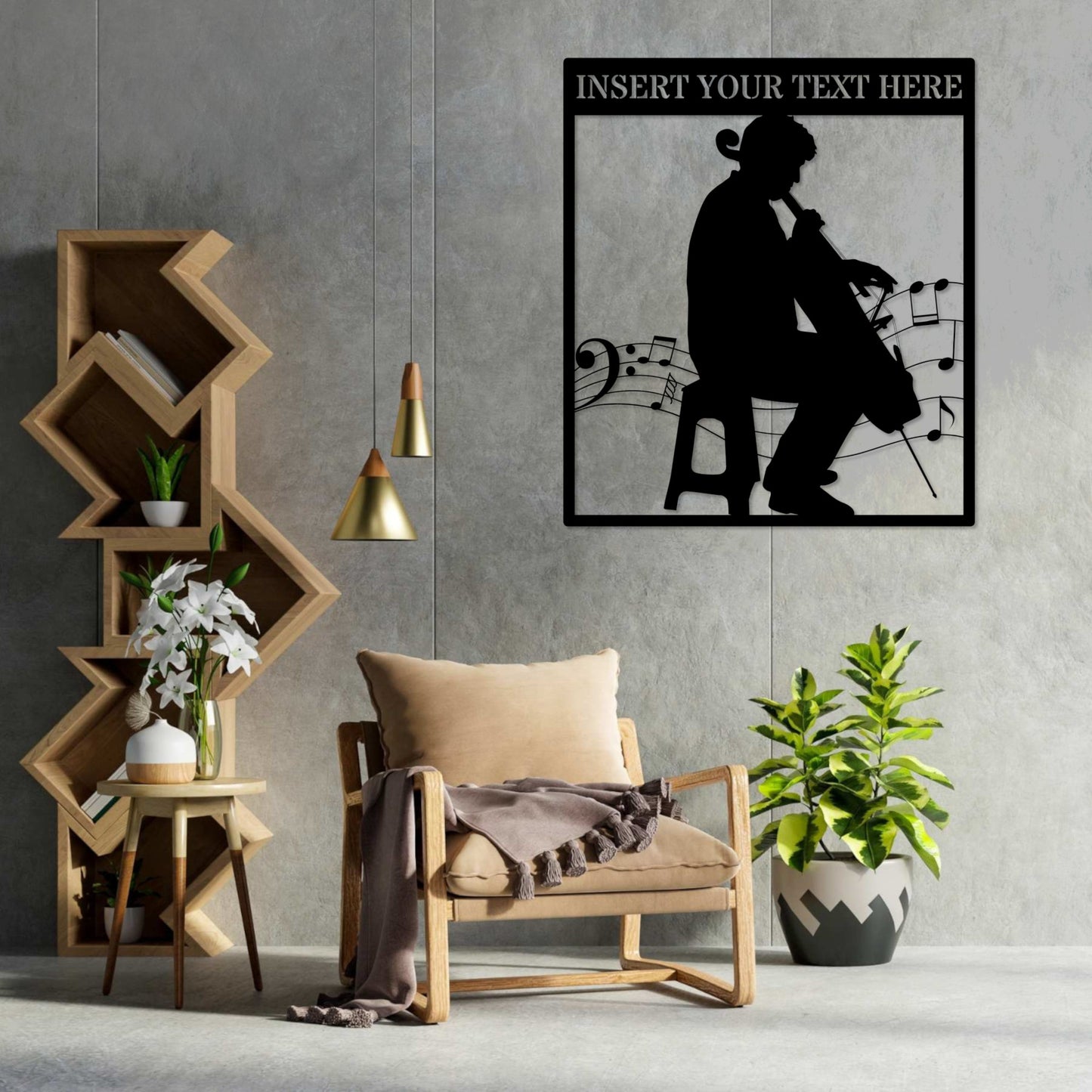 30 Inch Personalized Cellist Name Metal Sign Wall Decor In Black With Custom Text