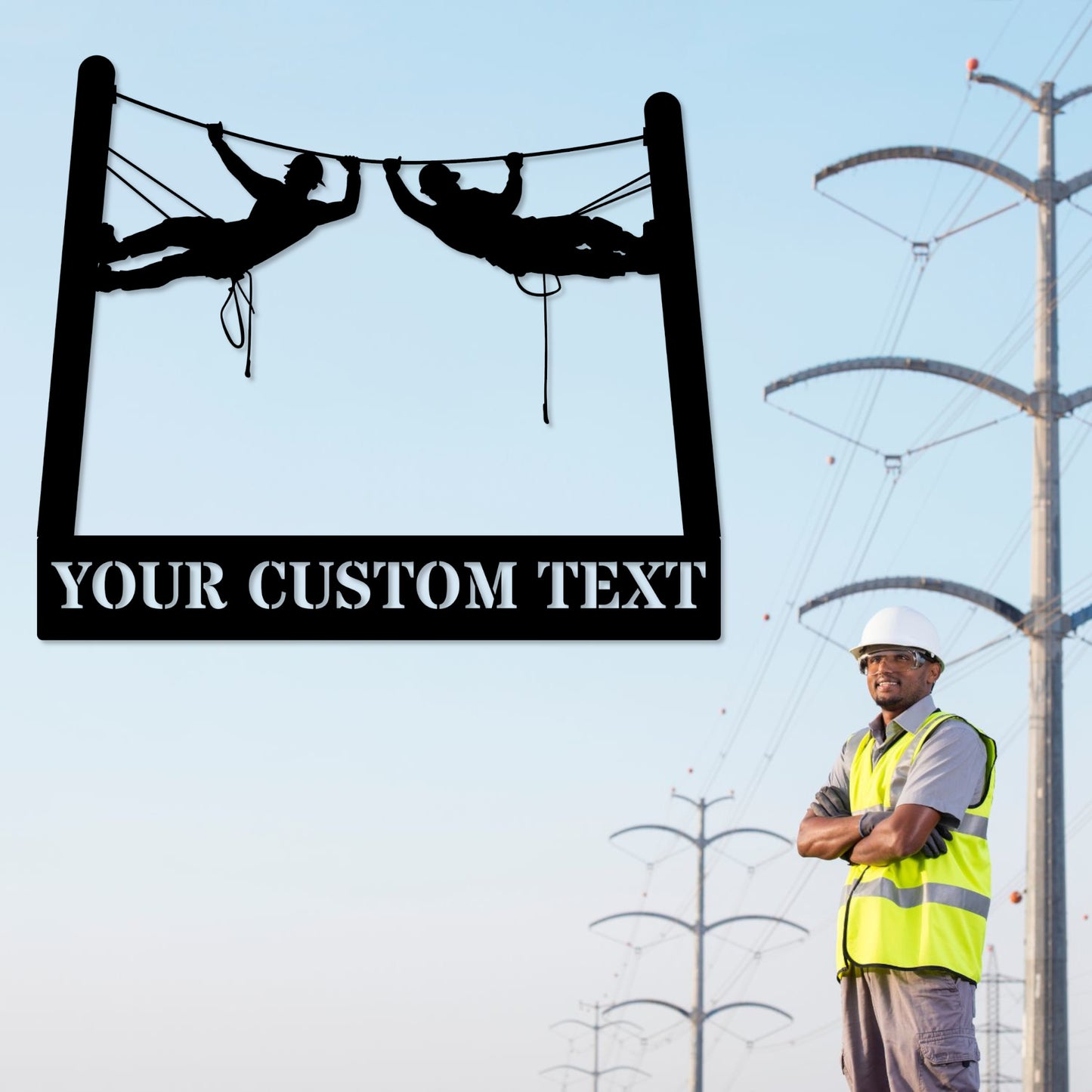 30 Inch Personalized Electrician Name Metal Sign Decor In Black With Custom Text