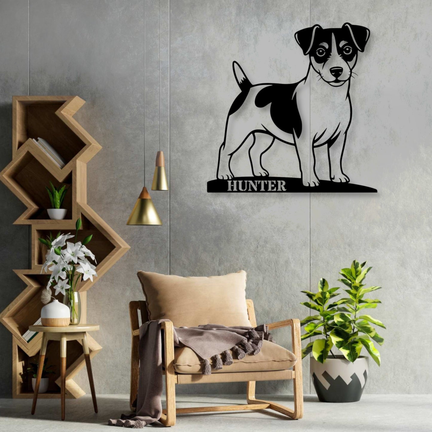 30 Inch Personalized Jack Russel Terrier Guard Metal Sign In Black. Custom steel sign wall decor for dog lovers
