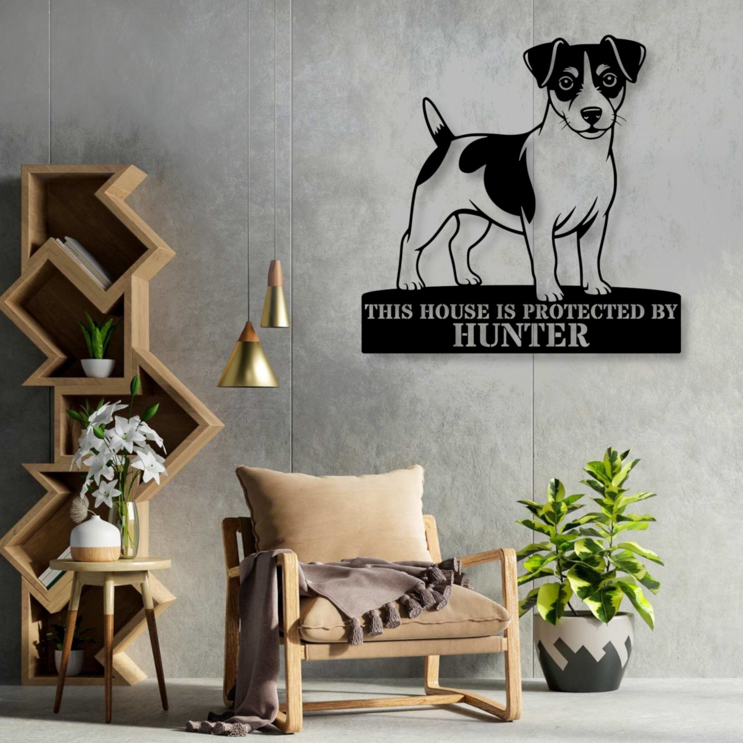 30 Inch Personalized Jack Russel Terrier Metal Sign In Black. Custom Dog Owner Wall Decor Gift