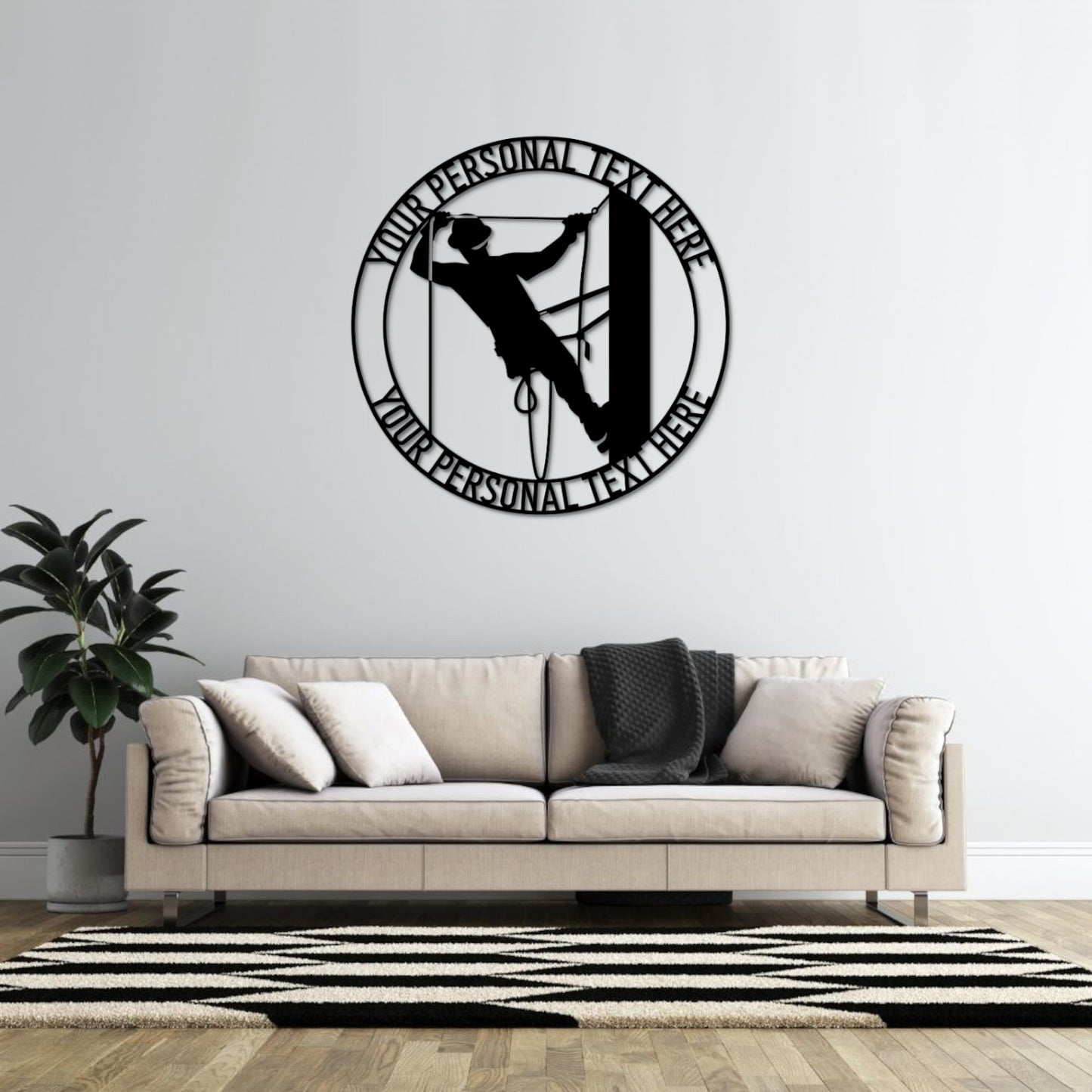 30 Inch Personalized Lineman Worker Name Metal Sign Decor In Black With Custom Text