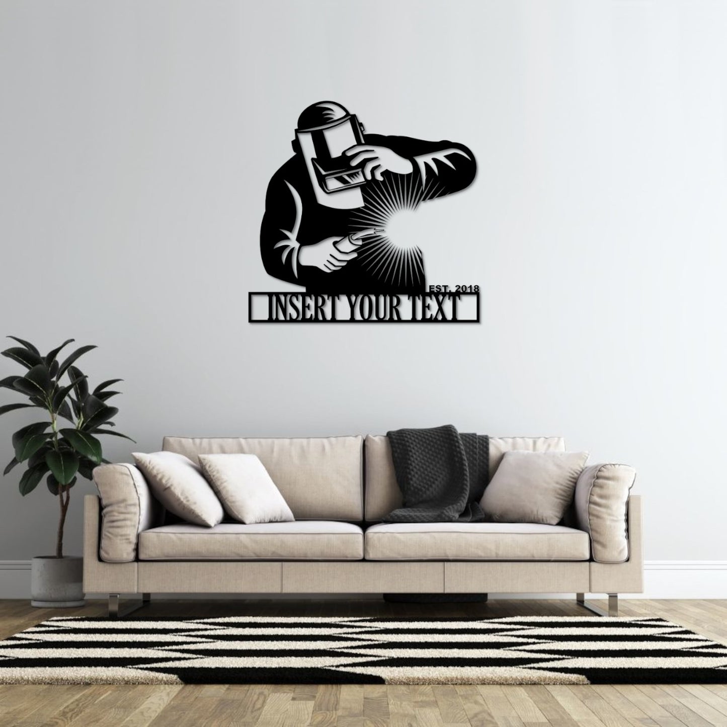 30 Inch Personalized Mig Welder Name Metal Wall Sign Decor In Black With Custom Text