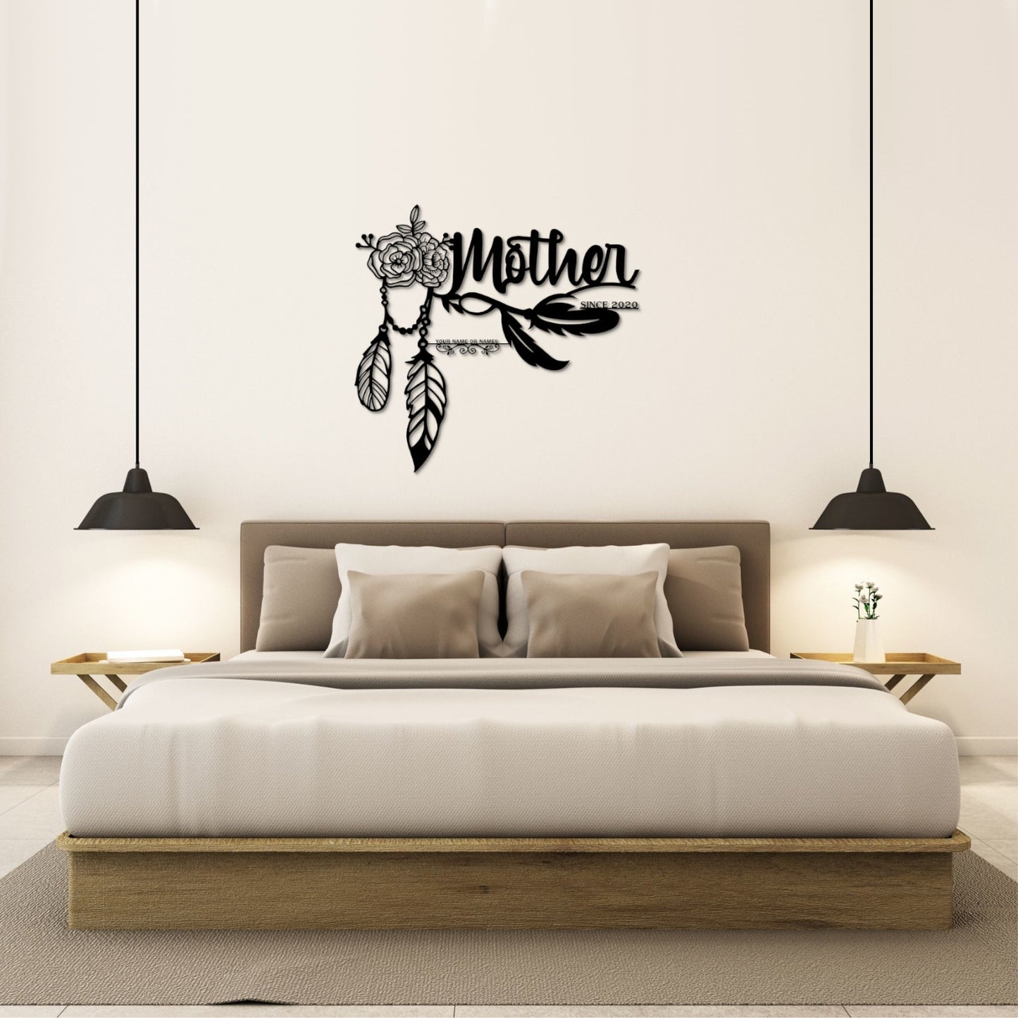 30 Inch Personalized Mother's Day Dreamcatcher Metal Sign Decor In Black With Custom Text