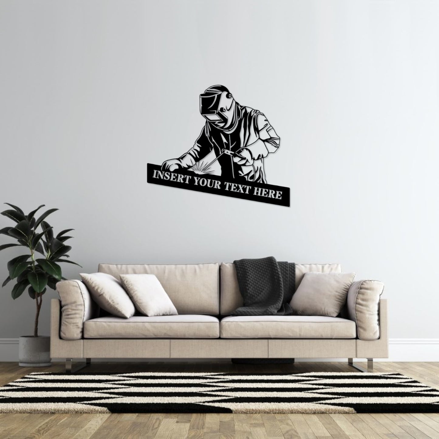 30 Inch Personalized Pipeline Welder Name Metal Sign Decor In Black With Custom Text