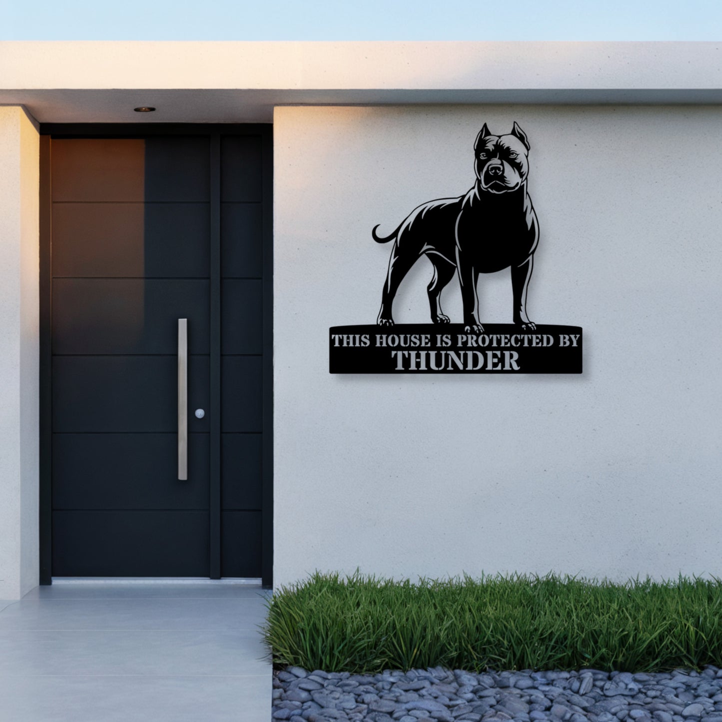 30 Inch Personalized Pitbull Terrier Metal Sign In Black. Custom Dog Owner Wall Decor Gift