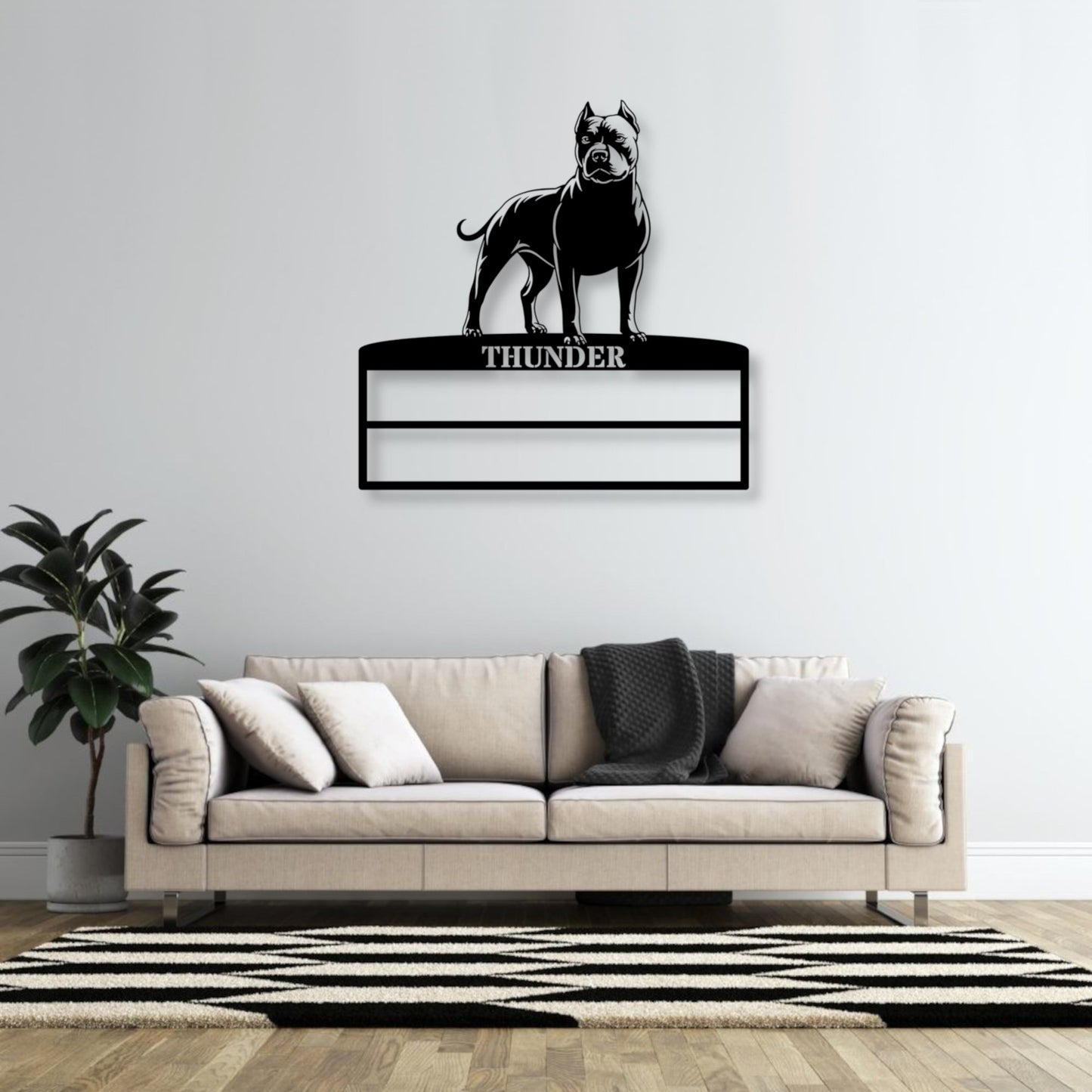 30 Inch Personalized Pitbull Terrier Ribbon Display Metal Sign. Custom Dog Champion Wall Decor Gift