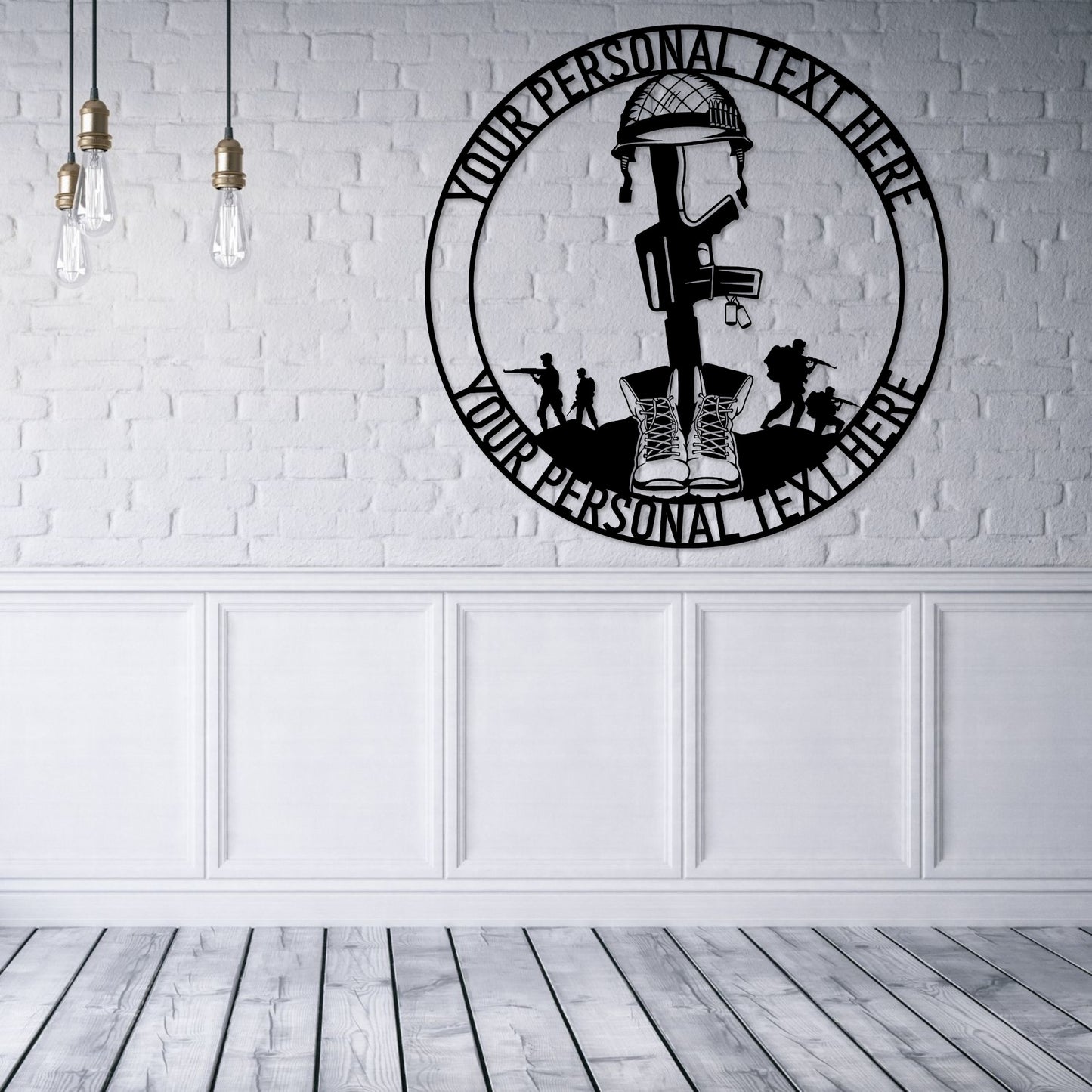 30 Inch Personalized Remembrance Battlefield Cross Metal Sign In Black With Custom Text