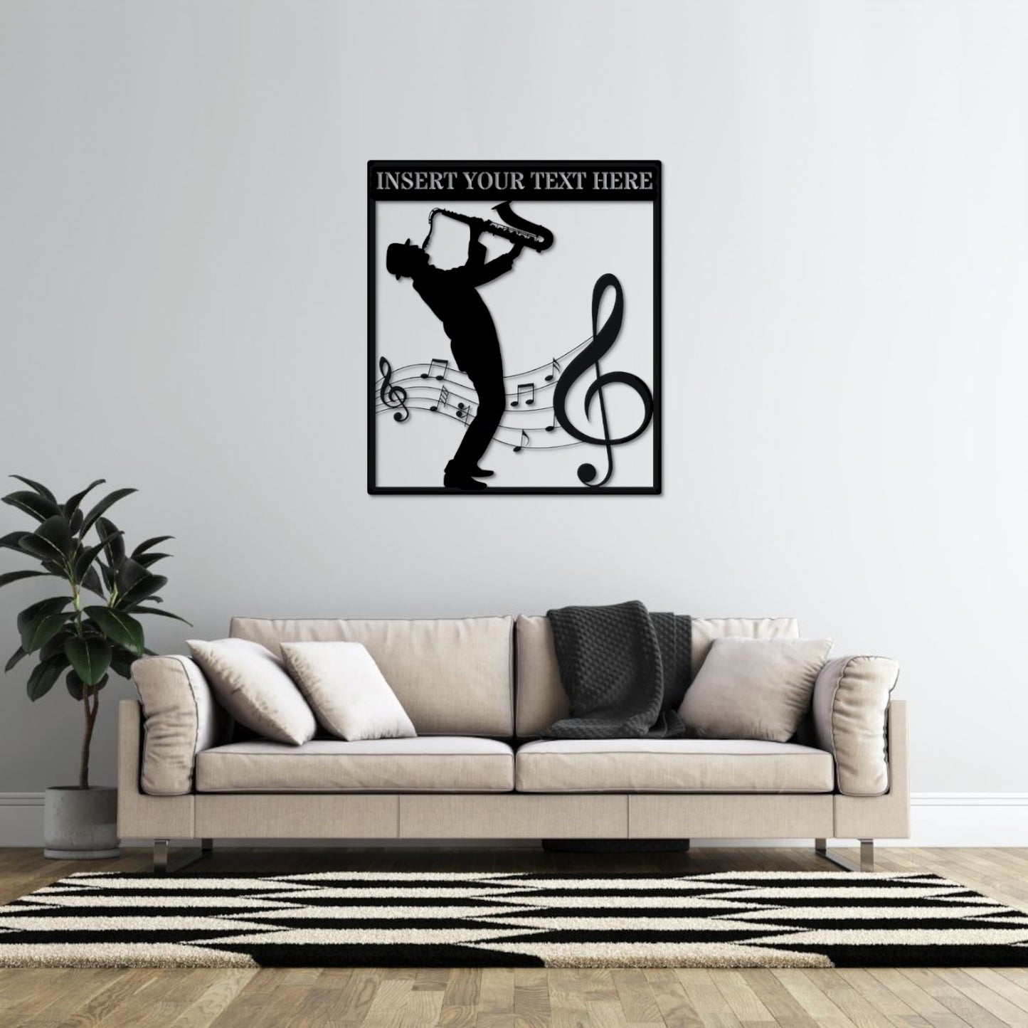 30 Inch Personalized Saxophonist Name Metal Sign Decor In Black With Custom Text