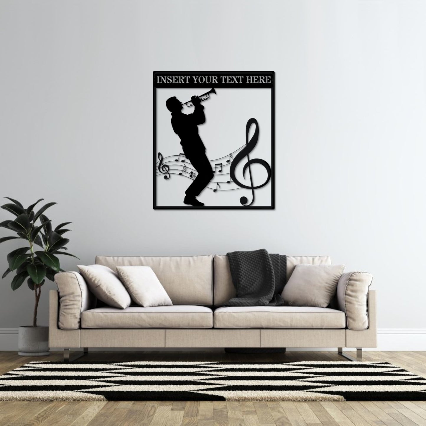 30 Inch Personalized Trumpeter Name Metal Sign Decor In Black With Custom Text