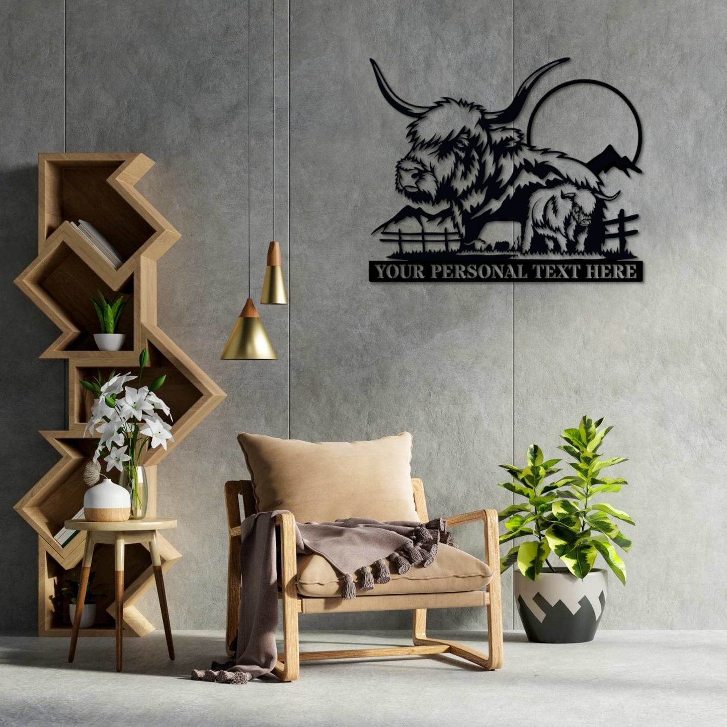 30 Inch Personalized Yak Name Metal Sign Decor In Black With Custom Text