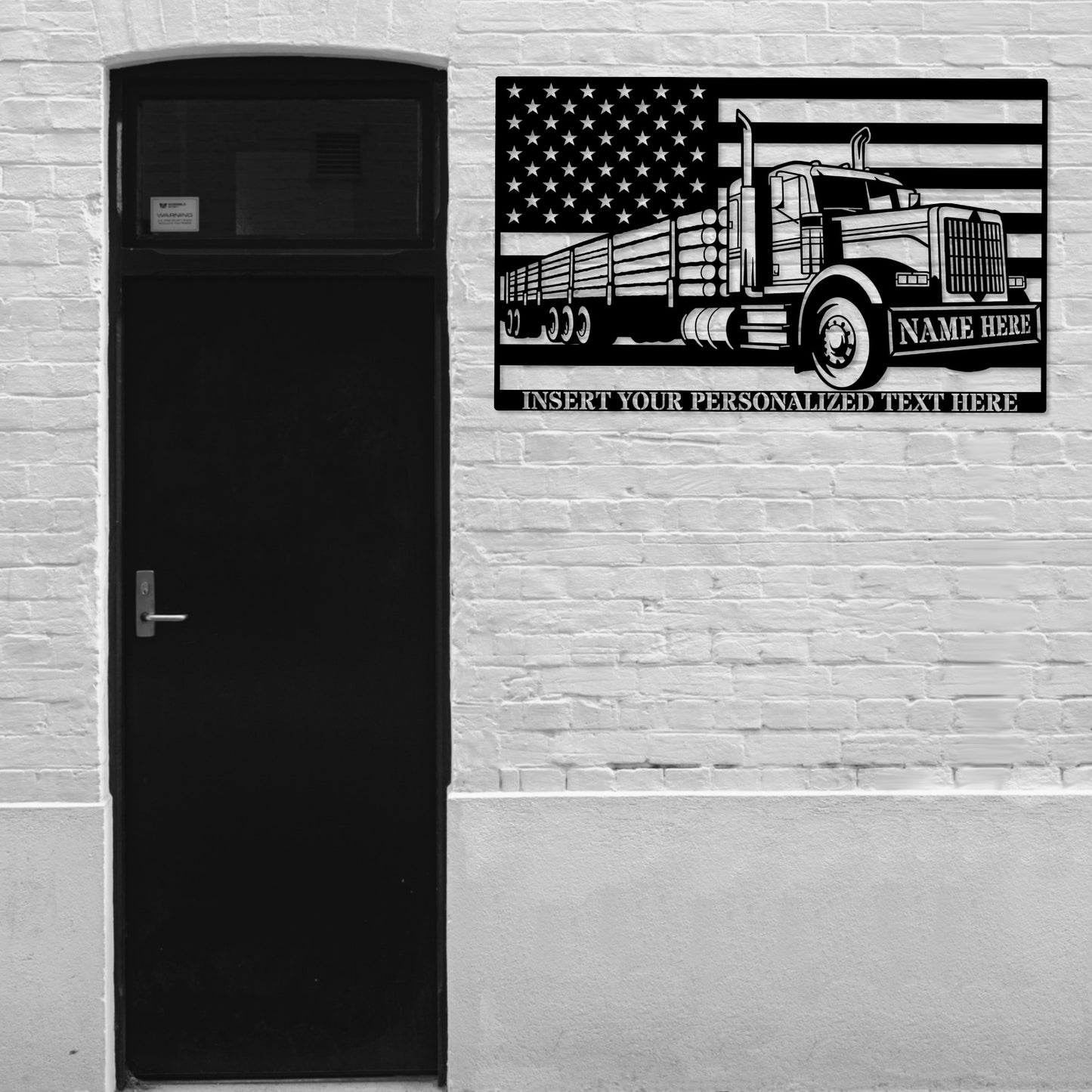 36 Inch Personalized American Timber Truck Name Metal Sign Decor In Black With Custom Text