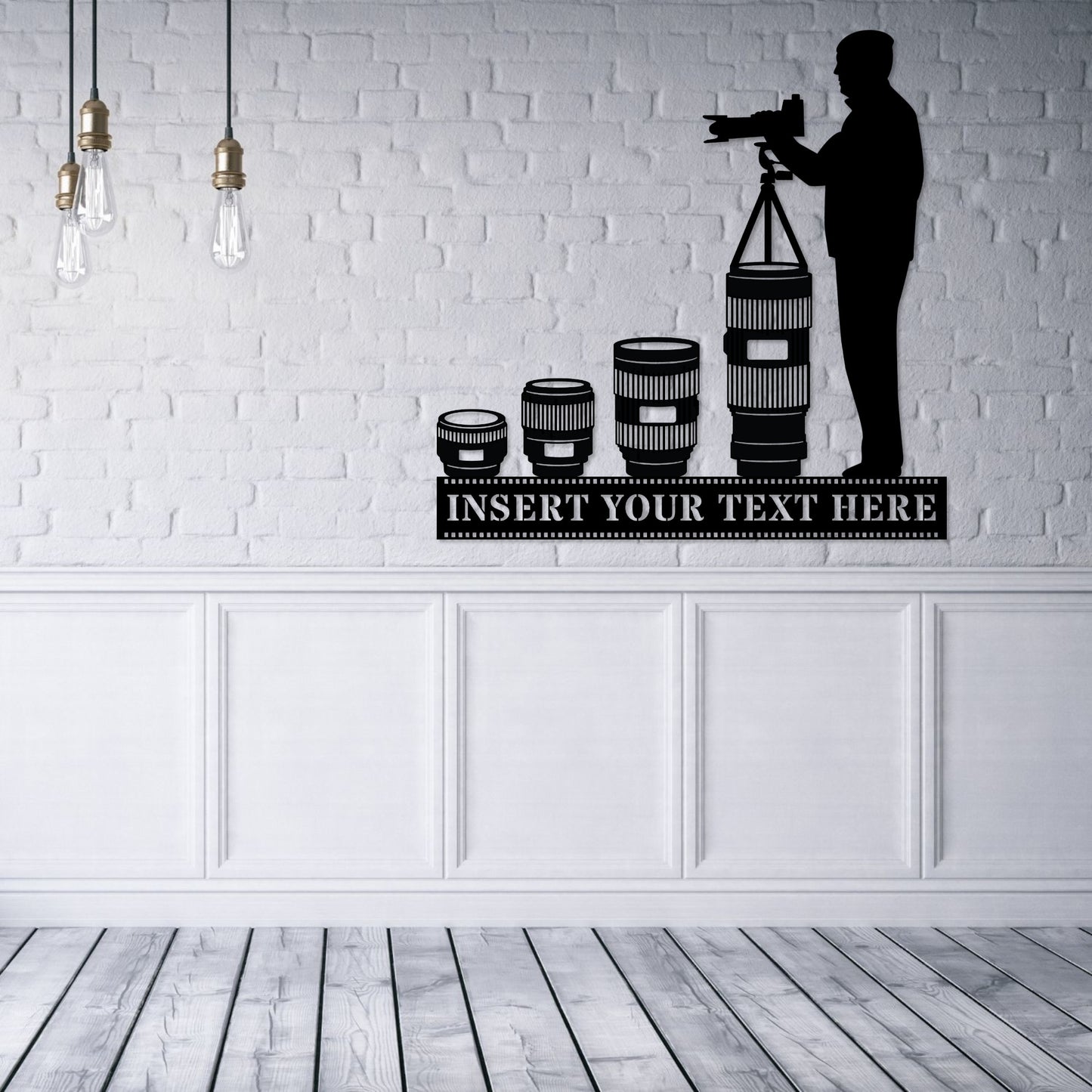 36 Inch Personalized Cameraman Name Metal Sign Decor In Black With Custom Text