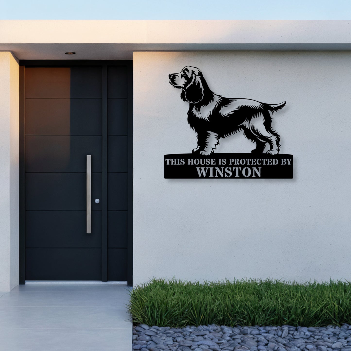 36 Inch Personalized Cocker Spaniel Metal Sign In Black. Custom Dog Owner Wall Decor Gift