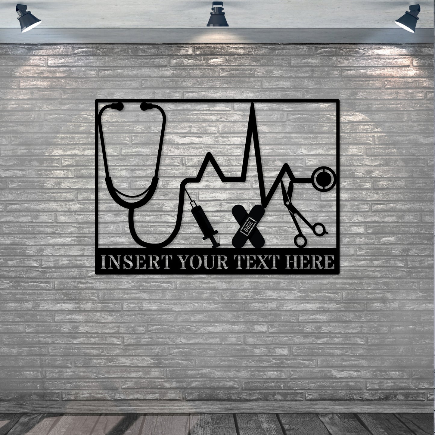 36 Inch Personalized Doctor Name Metal Sign Decor In Black With Custom Text