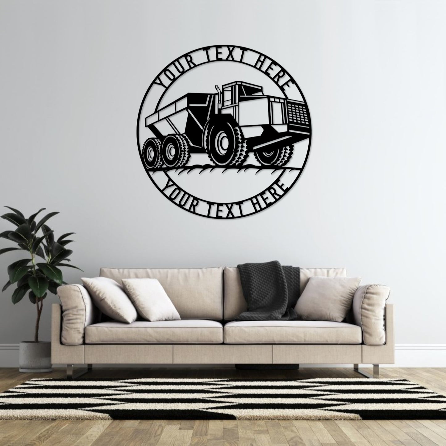 36 Inch Personalized Dumper Name Metal Sign Decor In Black With Custom Text