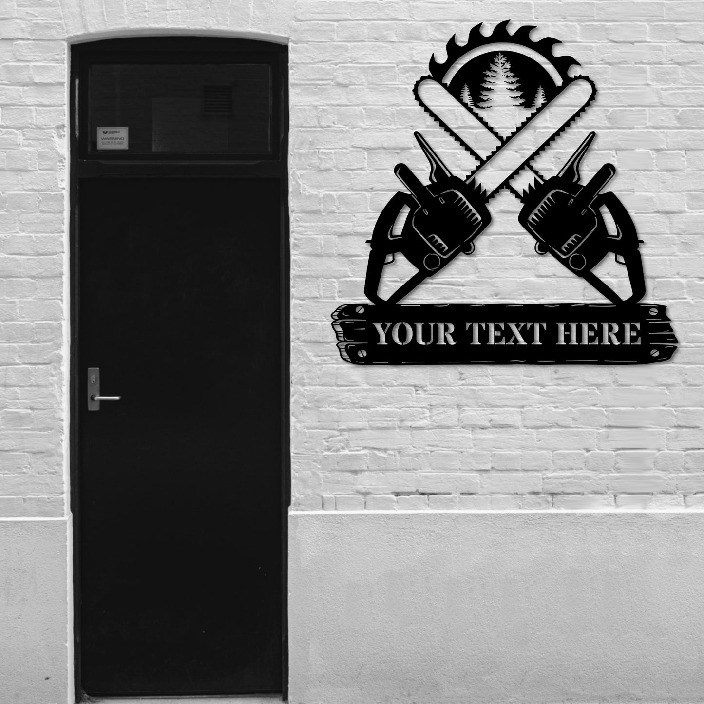 36 Inch Personalized Lumberjack Chainsaw Name Metal Sign Decor In Black With Custom Text