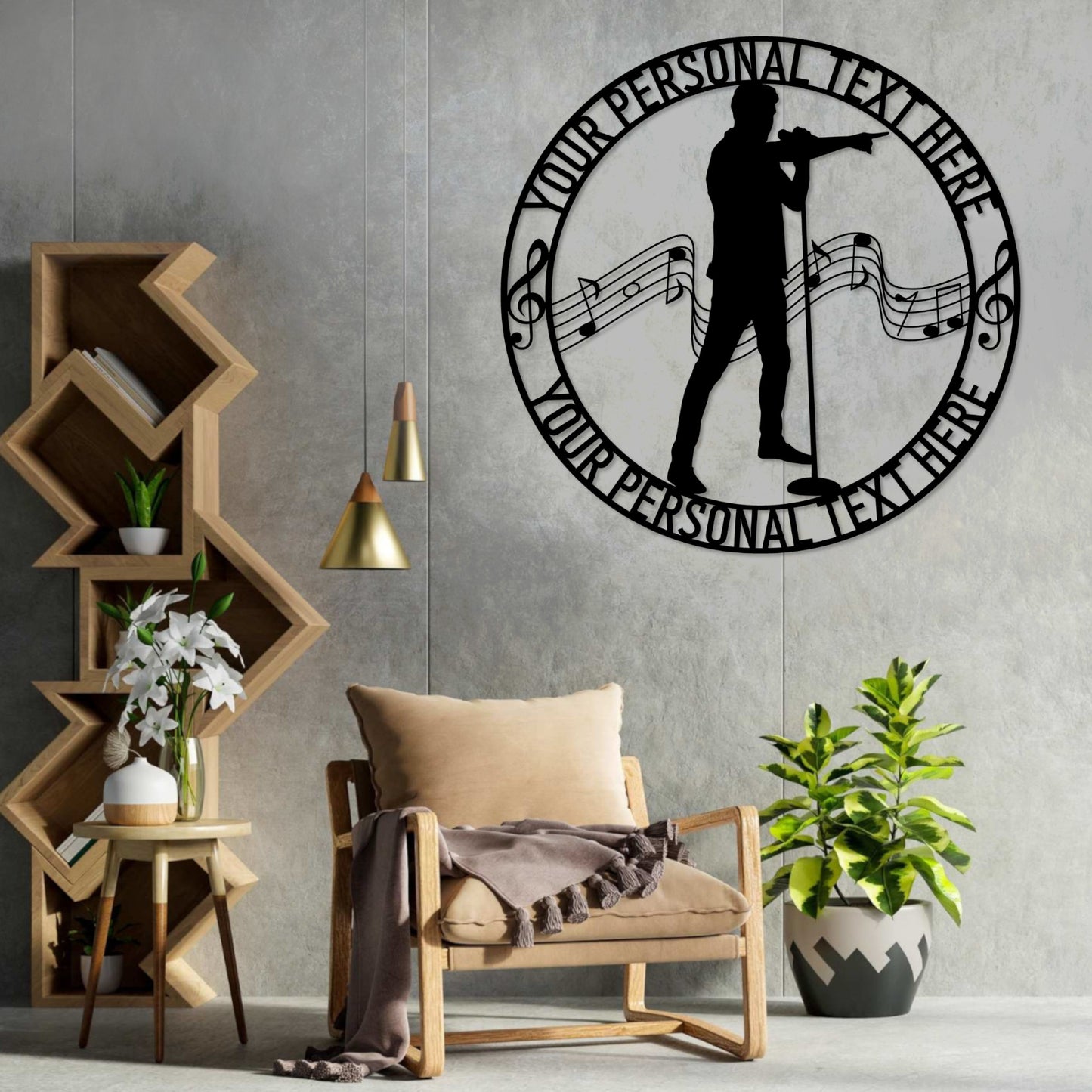 36 Inch Personalized Male Vocalist Sign Gift Decor In Black With Custom Text