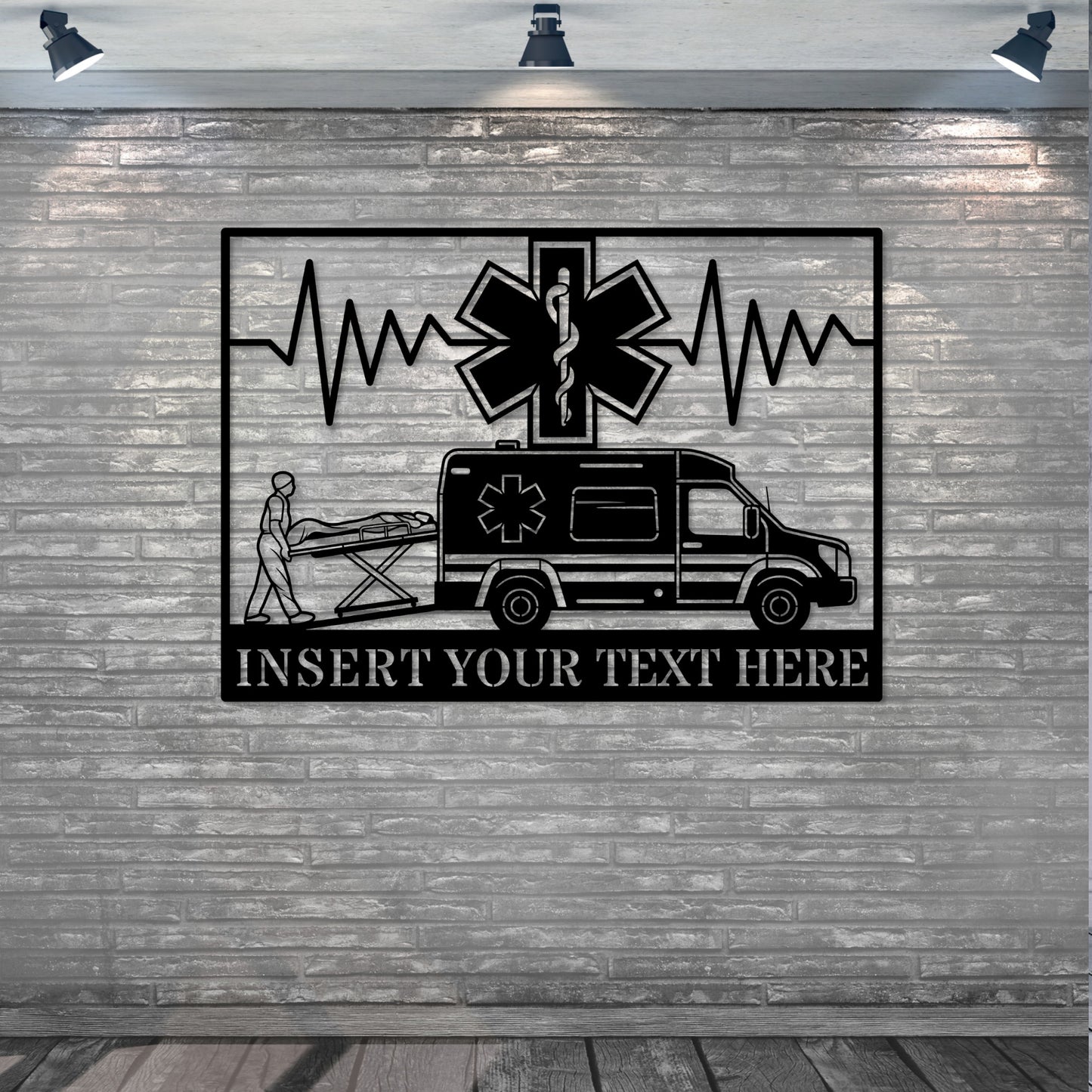 36 Inch Personalized Paramedic Metal Sign Decor In Black With Custom Text