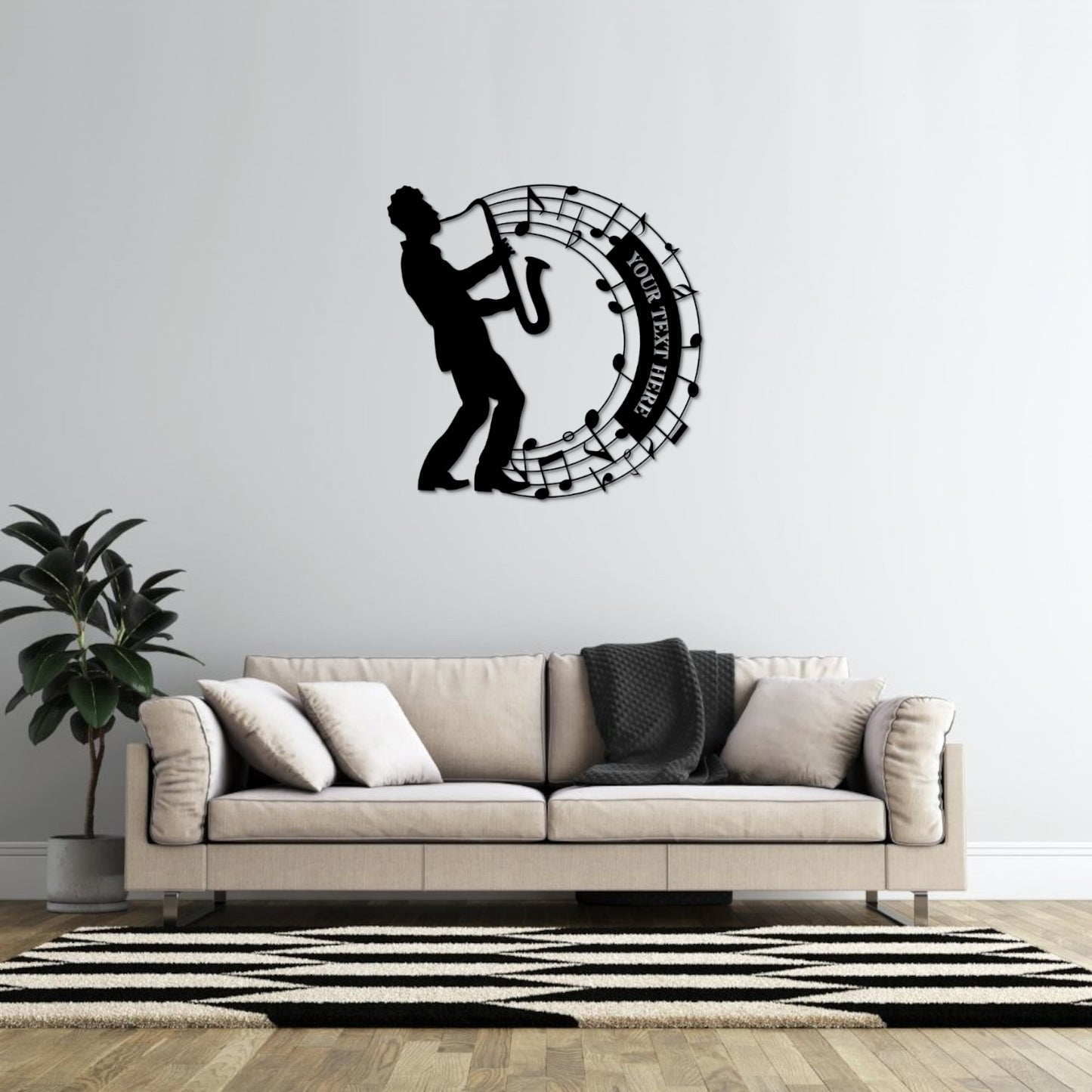 Personalized Saxophone Player In Notes Name Metal Sign. Custom Music Lover Decor. Musician Entertainer Gifts. Musician Artist Wall Hanging