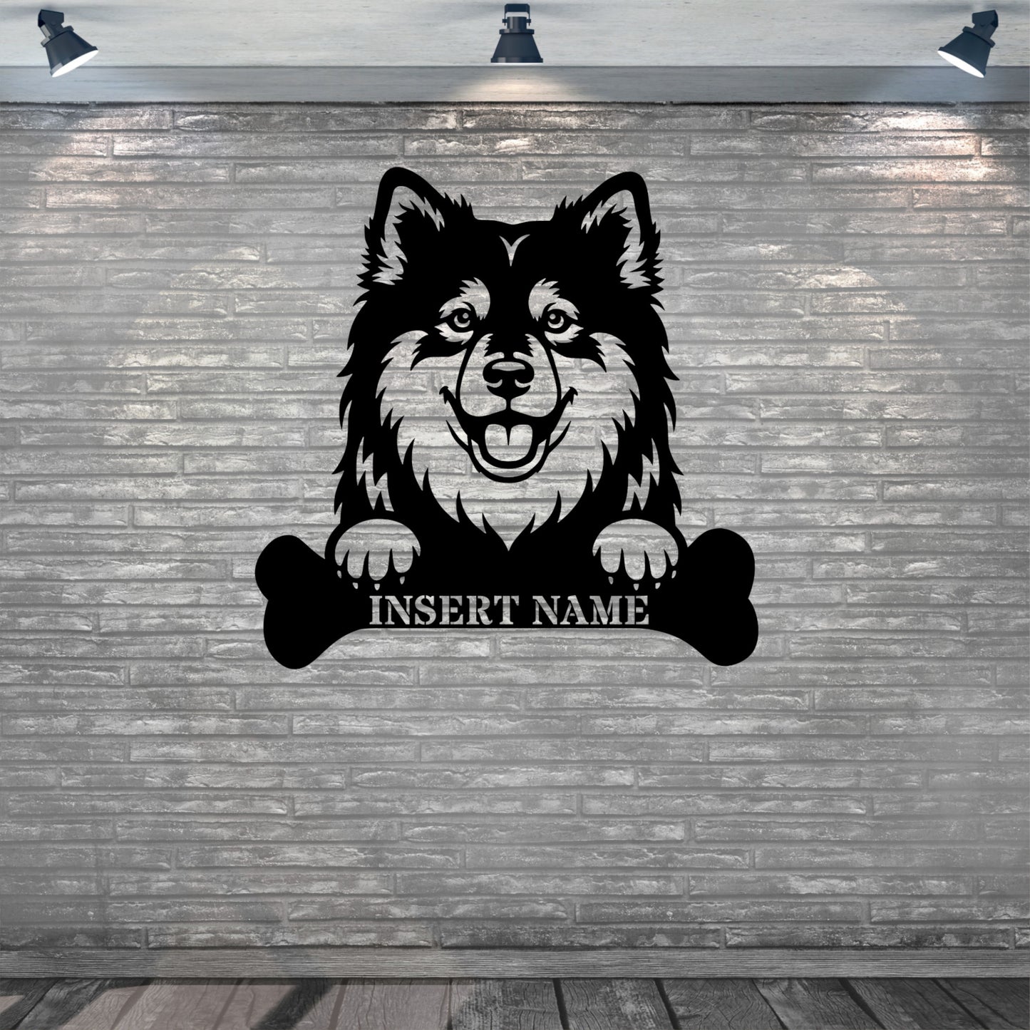 Personalized Finnish Lapphund With Bone Metal Sign. Custom Dog Name Decor