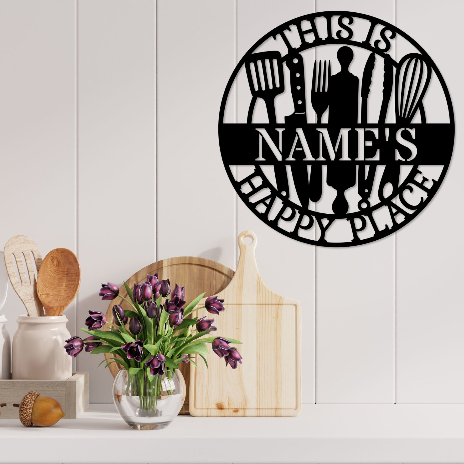 Personalized Kitchen Name Metal Art Sign. Custom Kitchen Chief Wall Decor Gift. Wall Hanging Decoration. Food Lover. Unique Present For Cook