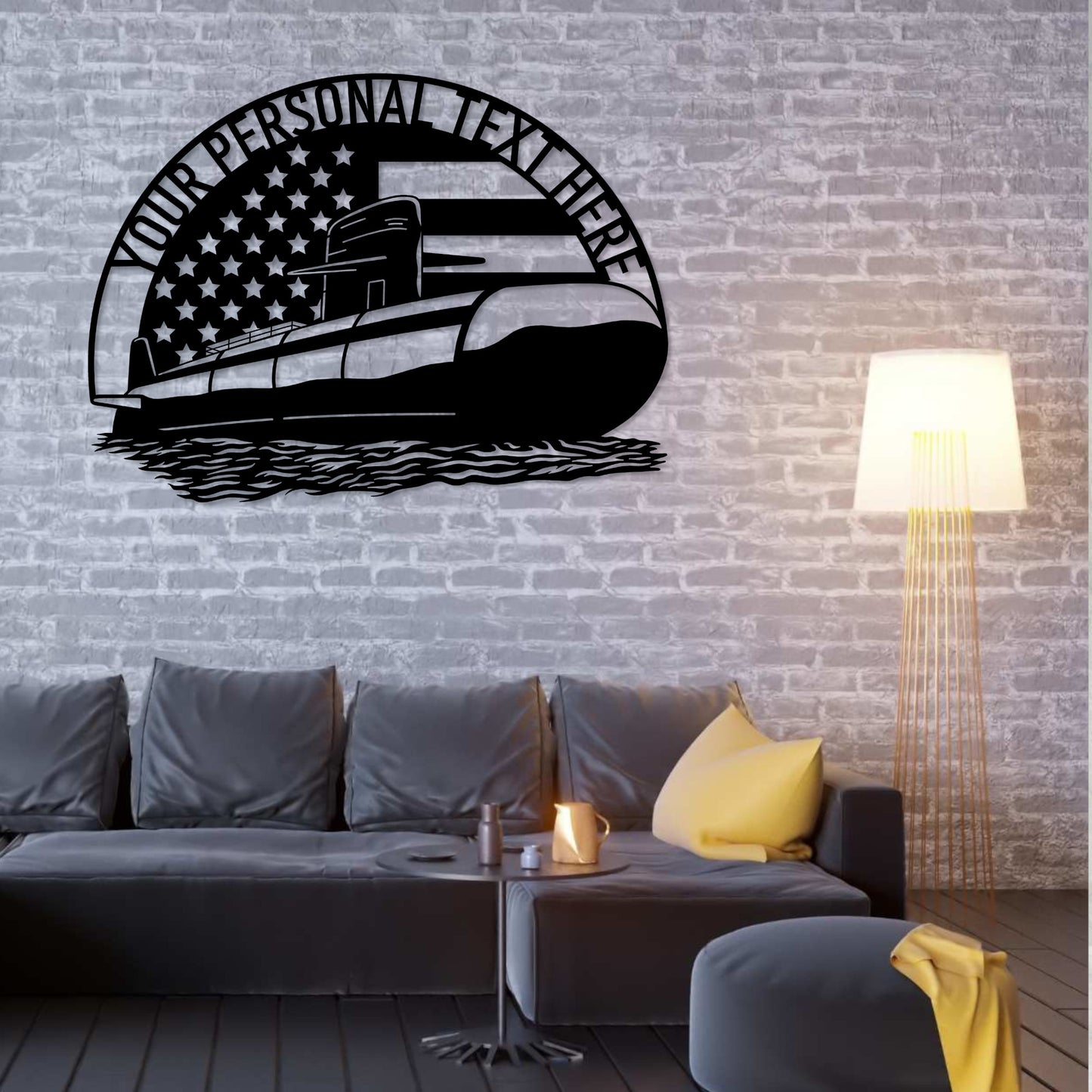 Personalized American Submarine Metal Sign. Custom Navy Wall Decor Gift. U-Boat Monogram. Military Wall Hanging. US Soldier Retirement Gift