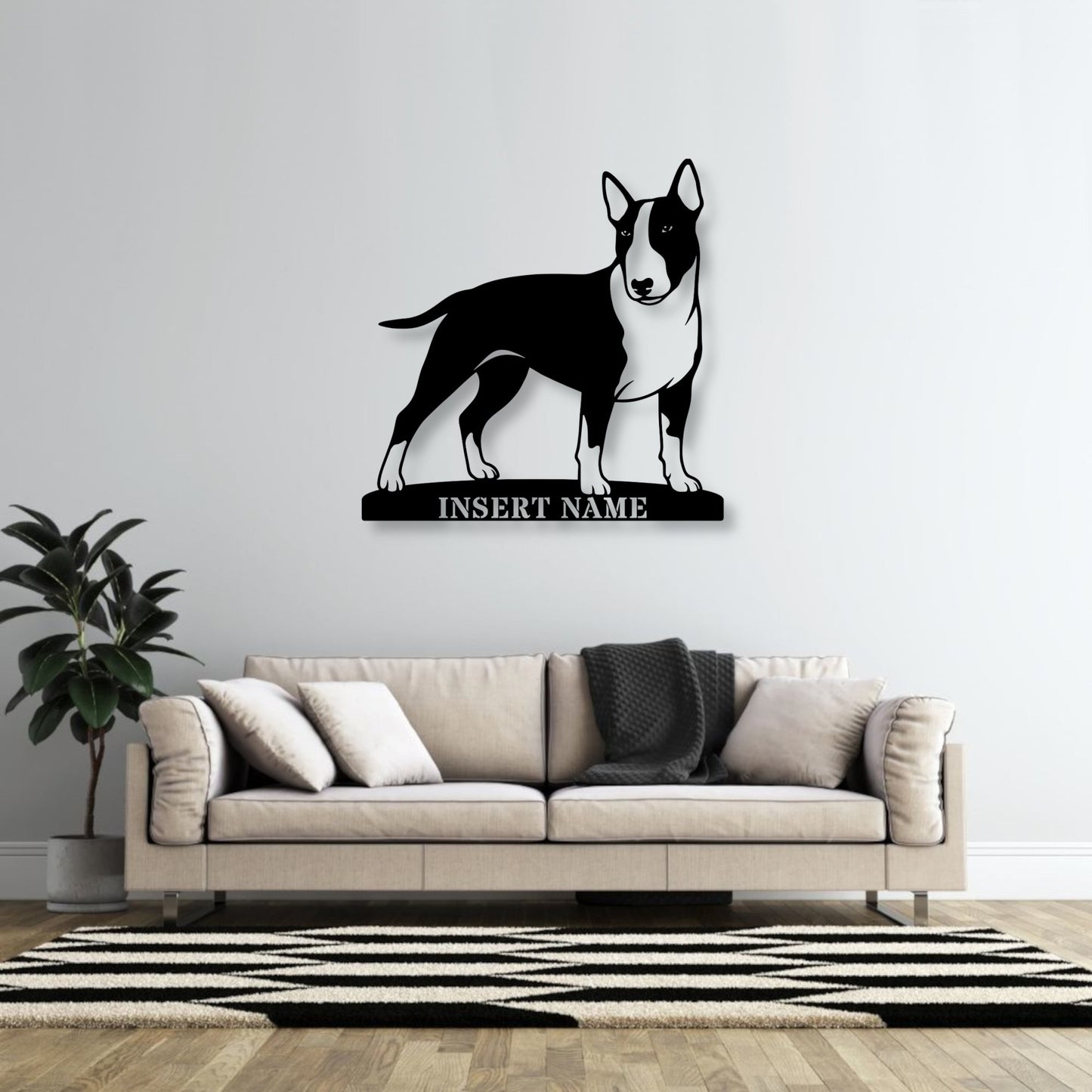 Personalized Bull Terrier Name Metal Sign. Custom Dog Owner Wall Decor Gift