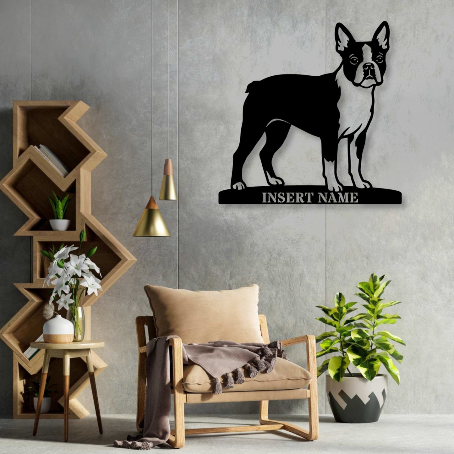 Personalized Boston Terrier Name Metal Sign. Custom Dog Owner Wall Decor Gift