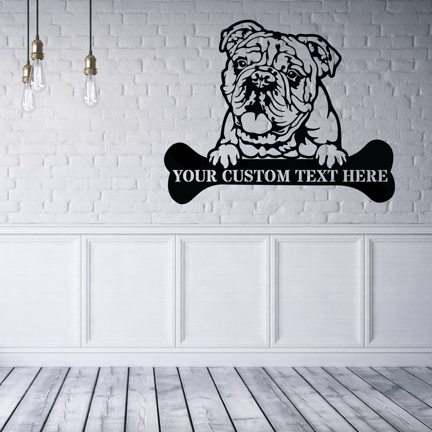 Personalized English bulldog Name Metal Sign. Customizable Dog Wall Decor Gift
