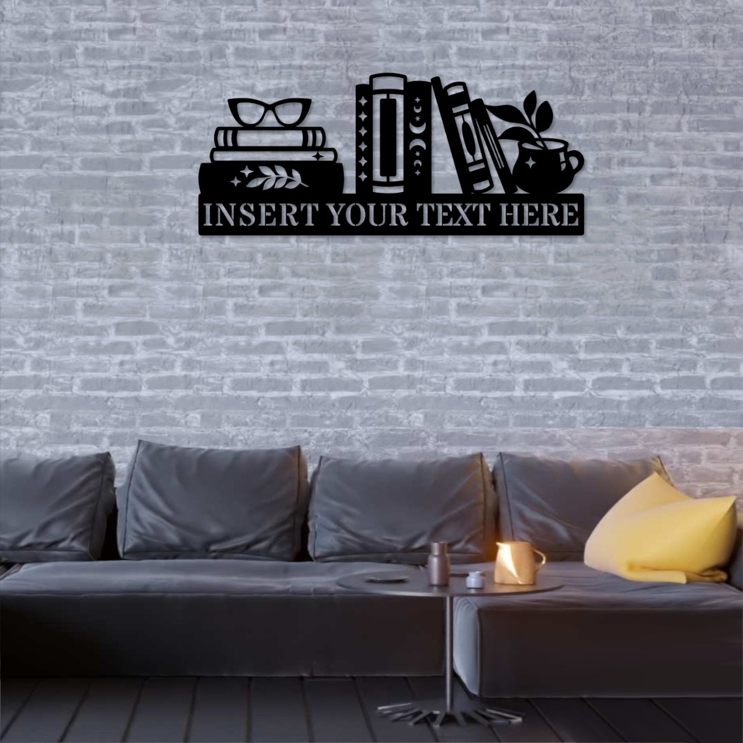 36 Inch Personalized Bookworm Name Metal Sign Decor In Black With Custom Text