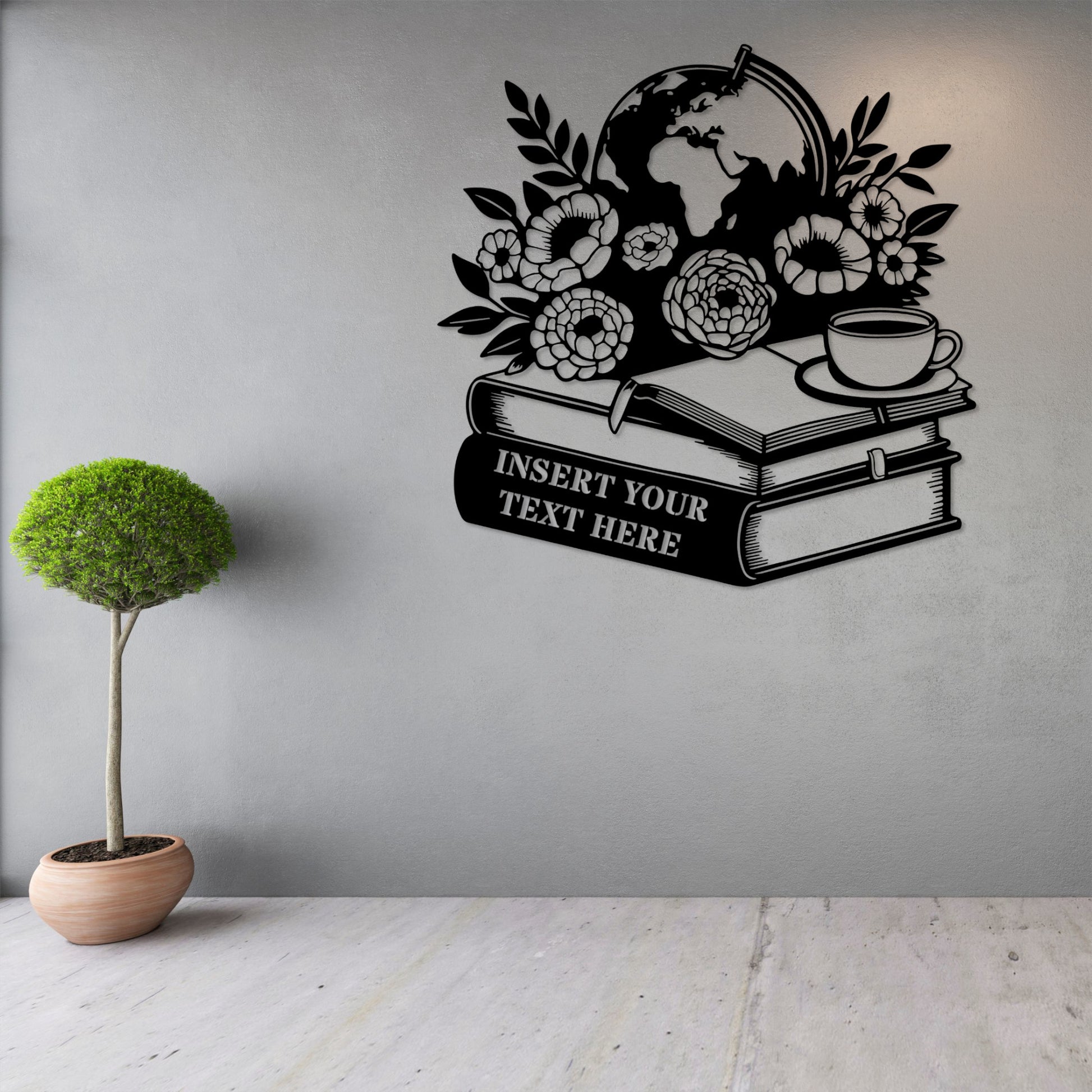 Personalized Floral Bookworm Name Metal Sign. Custom Home Library Wall Decor Gift. Geography Reader. Gift For Book Lover. School Class Decor