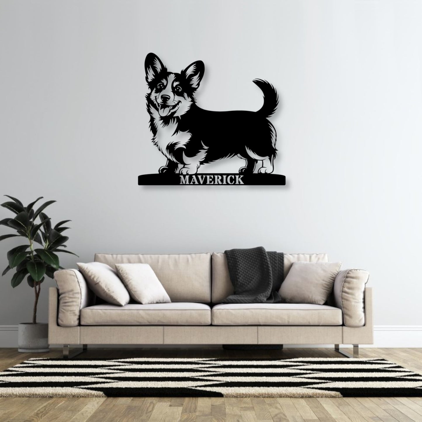 Large Personalized Corgi Guard Metal Sign In Black. Custom steel sign wall decor for dog lovers......