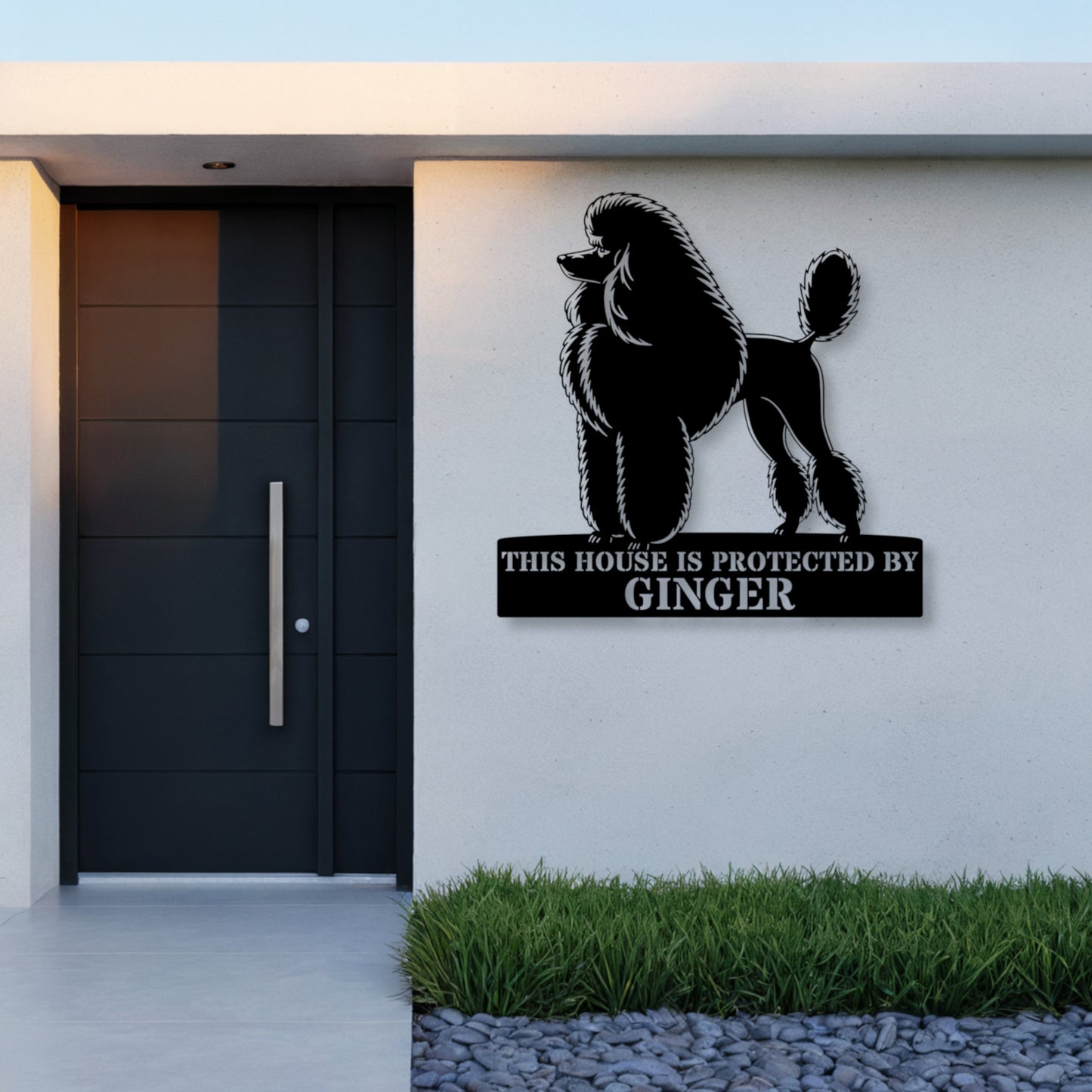 Personalized Dog Guard Name Metal Sign. Custom Poodle Protect Wall Decor