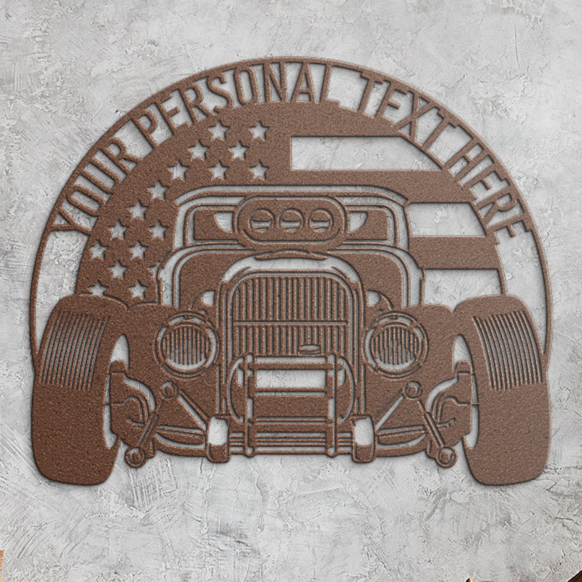 Personalized American Rat Rod Name Metal Sign. Custom Patriotic Garage Wall Decor. Mechanic Gift. Man Cave Wall Hanging. American Muscle Car