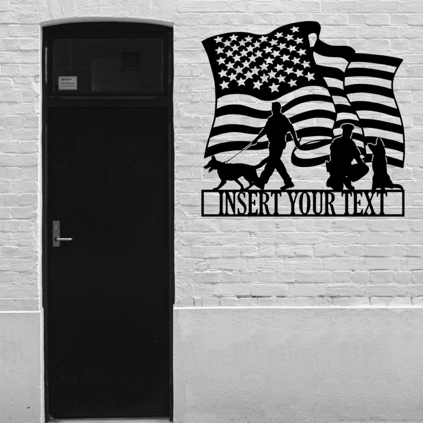 Personalized 36 Inch Police Officer & K9 Dog Name Metal Sign In Black With Custom Text